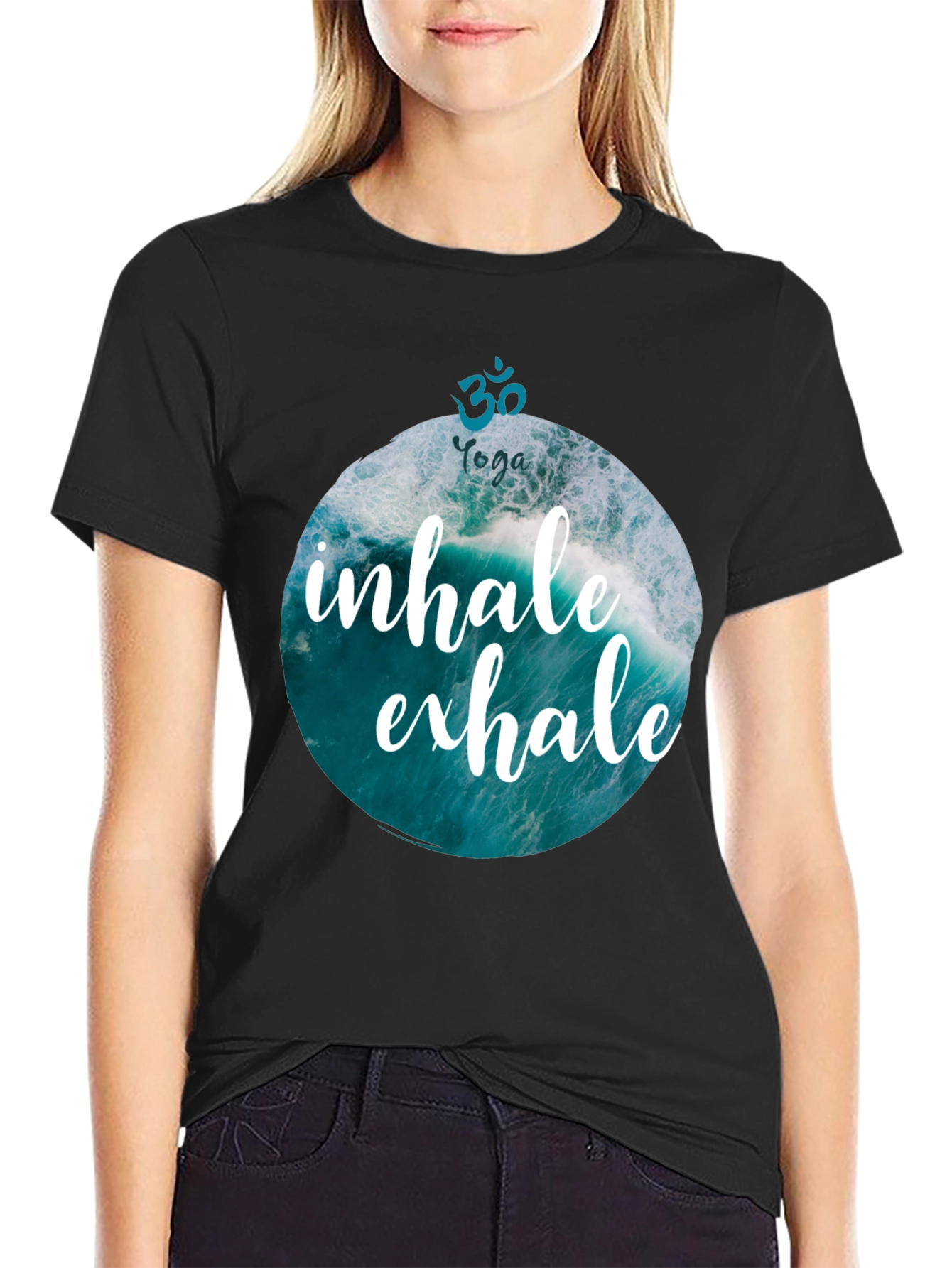 Inhale Exhale Yoga Wave Graphic T-Shirt
