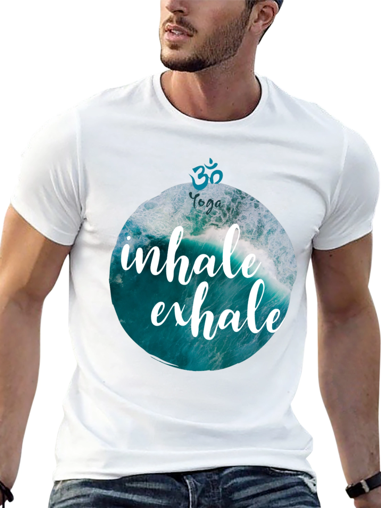 Inhale Exhale Yoga Wave Graphic T-Shirt