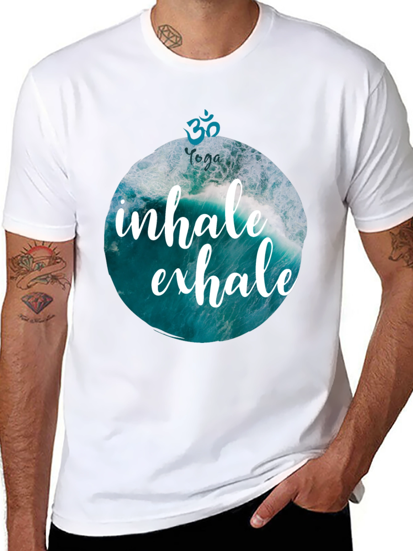 Inhale Exhale Yoga Wave Graphic T-Shirt