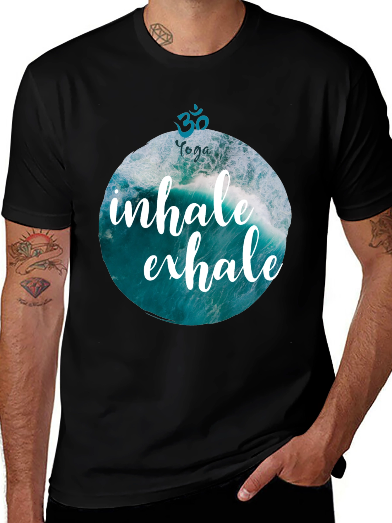 Inhale Exhale Yoga Wave Graphic T-Shirt