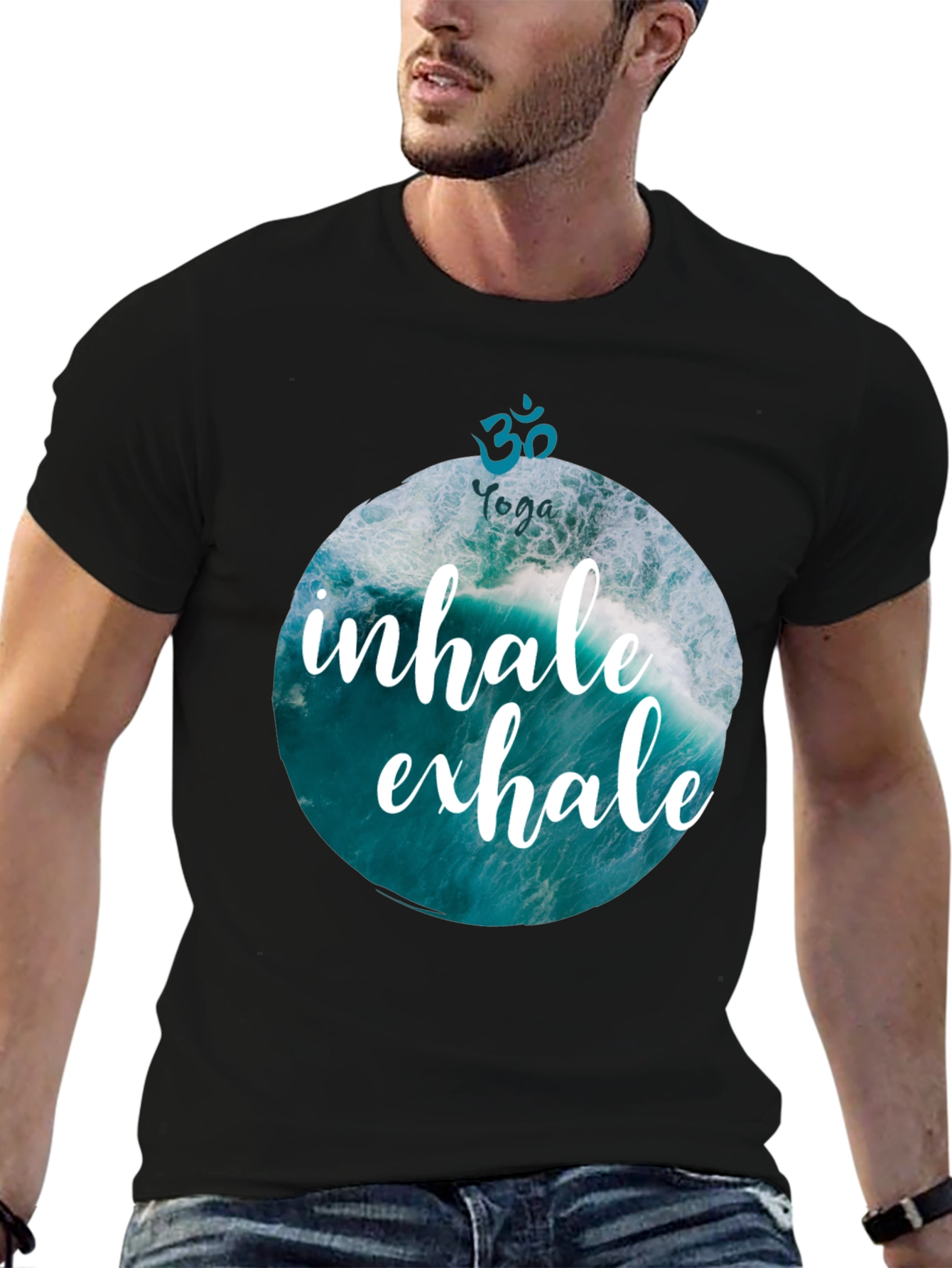 Inhale Exhale Yoga Wave Graphic T-Shirt