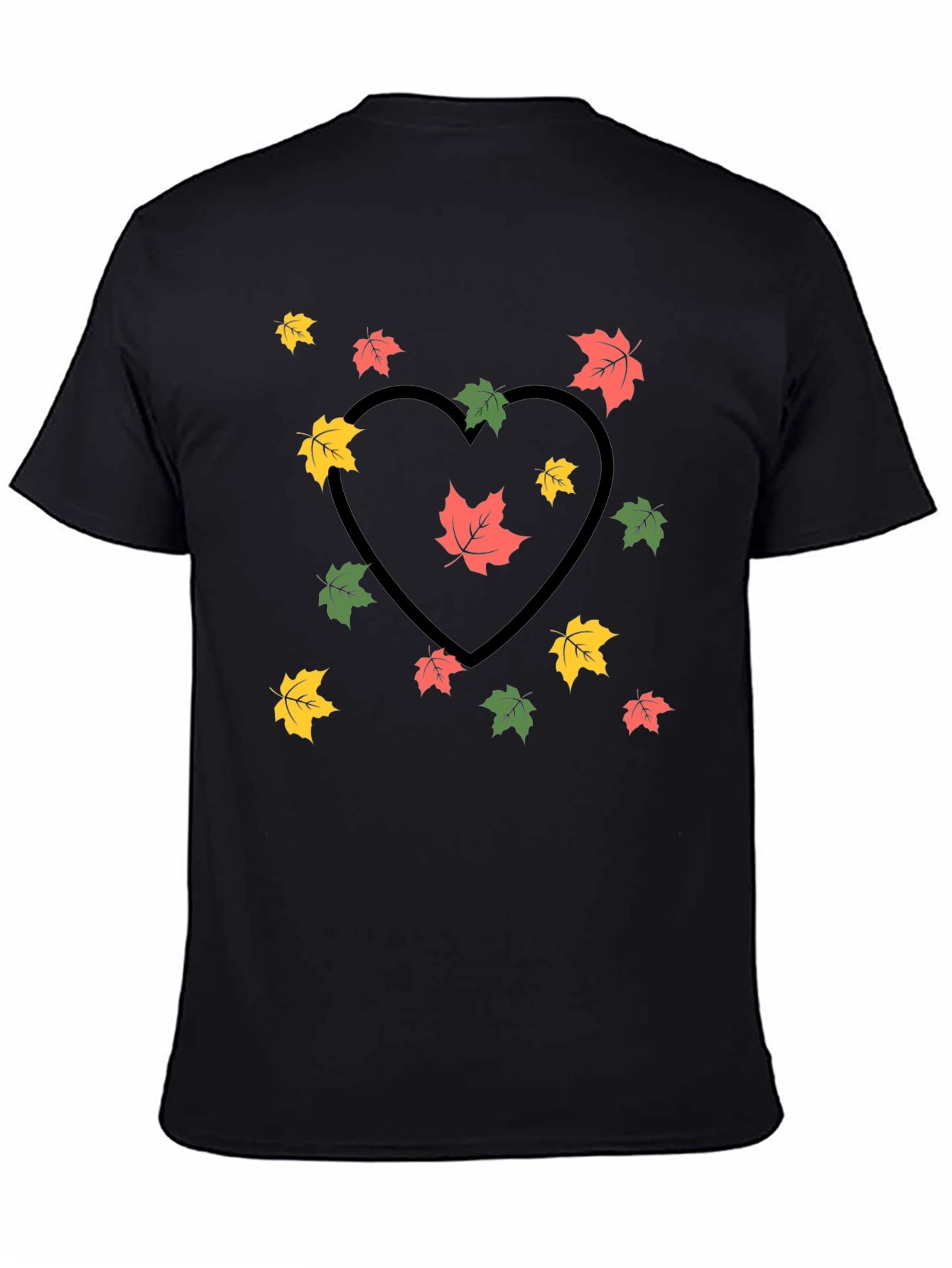 Autumn Leaves Heart Graphic Tee - Black