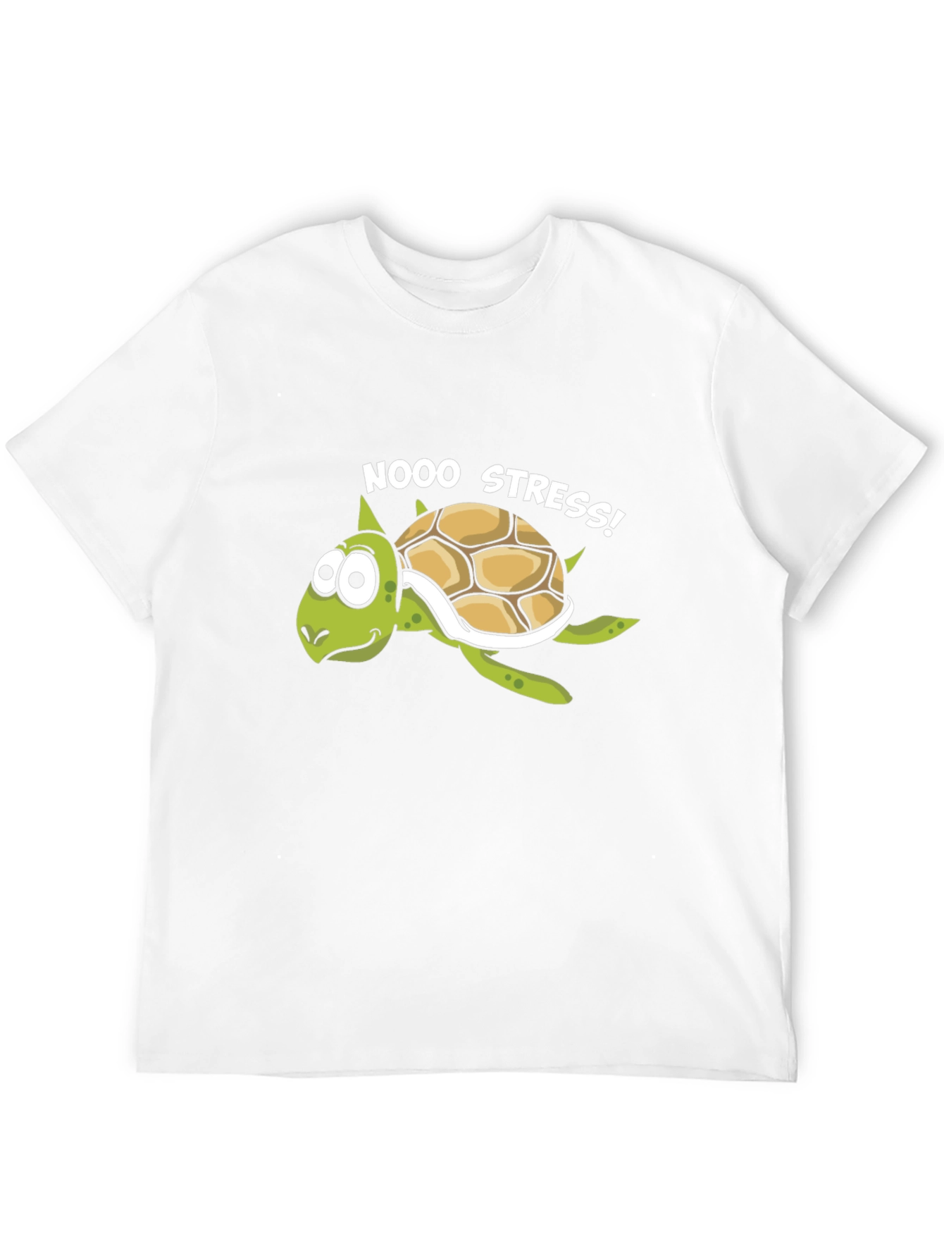 No Stress Turtle T-Shirt - Relaxed Cartoon Graphic Tee