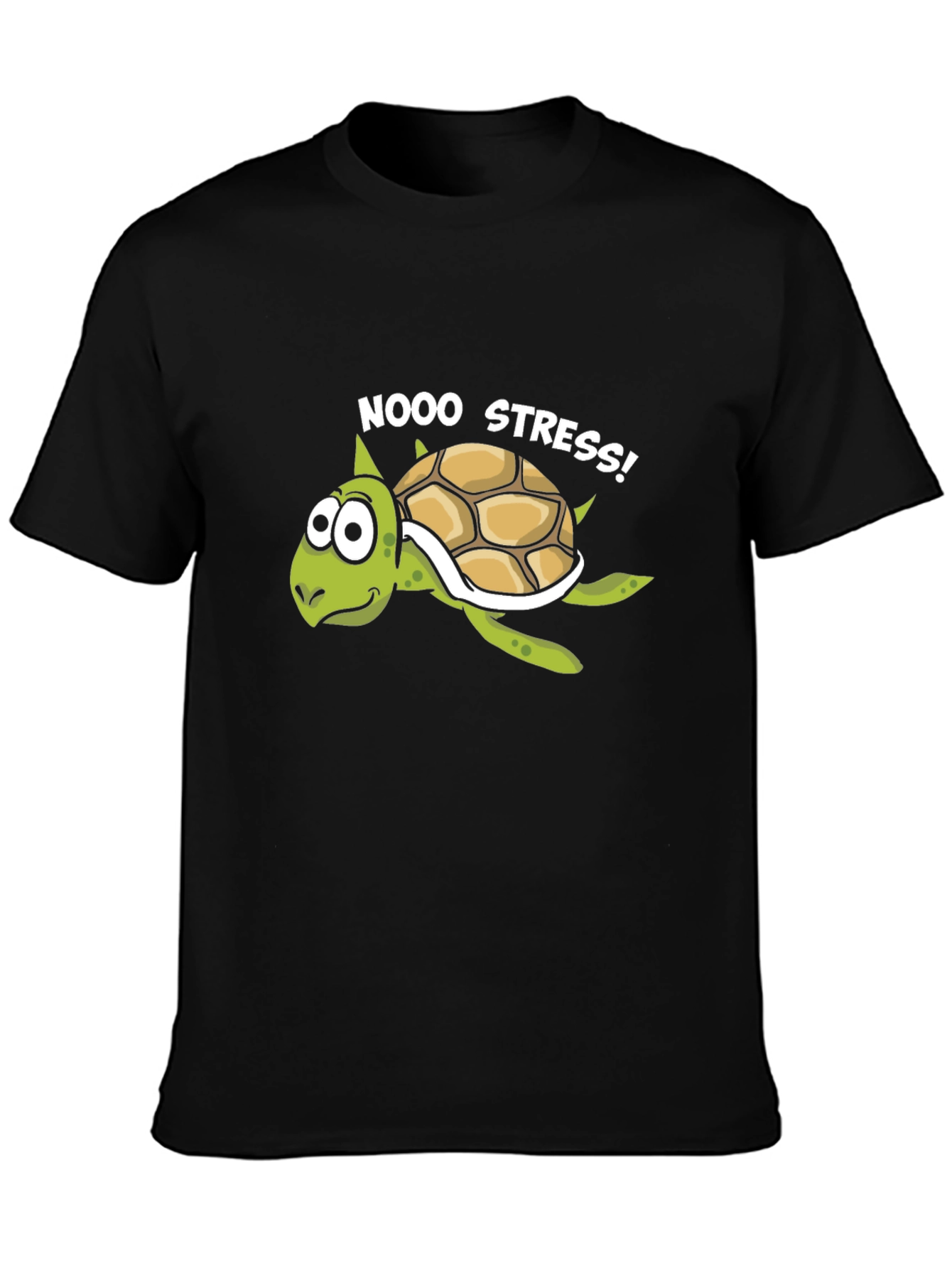 No Stress Turtle T-Shirt - Relaxed Cartoon Graphic Tee