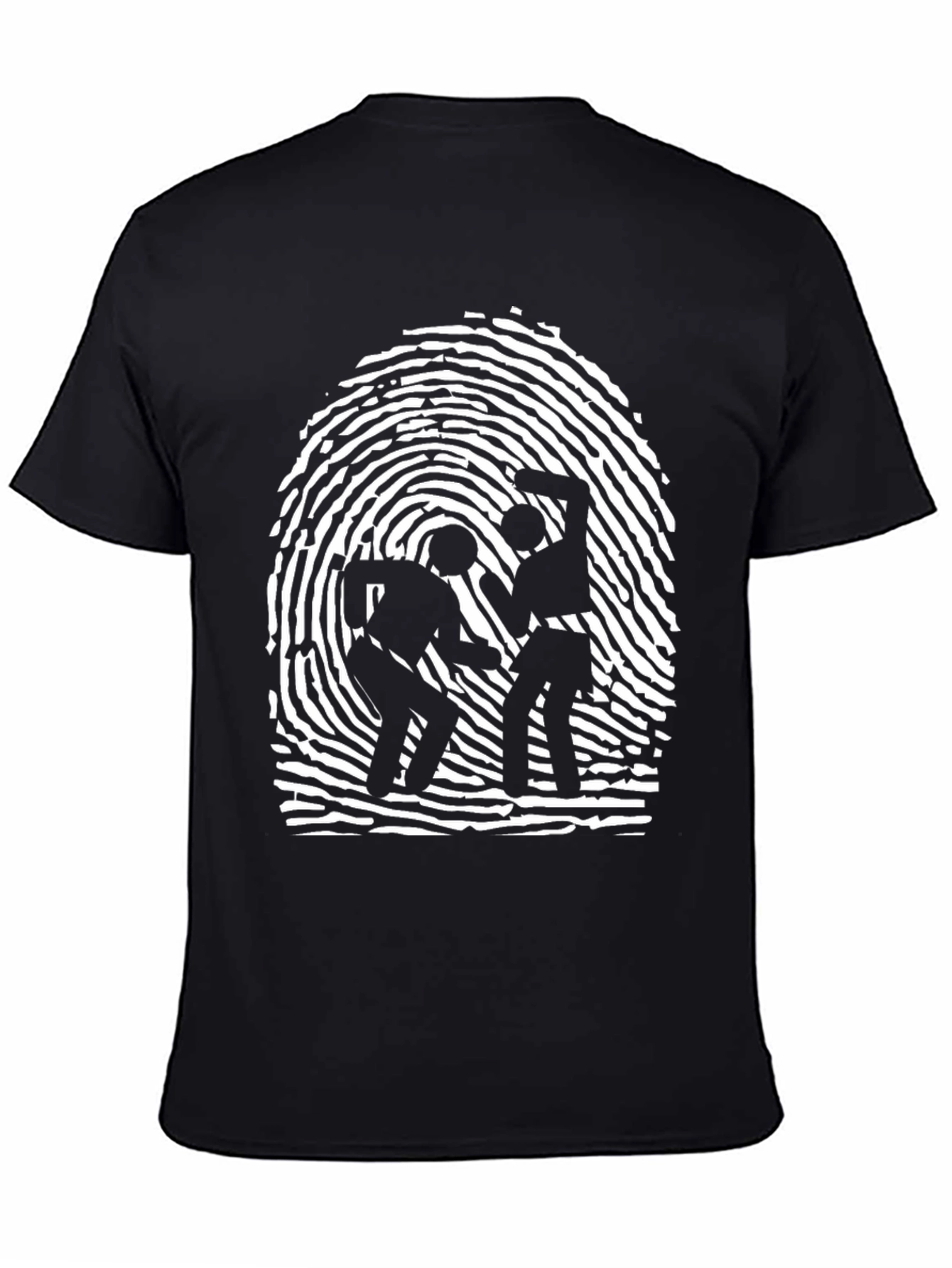 Fingerprint Fight Graphic Tee - Black Crew Neck