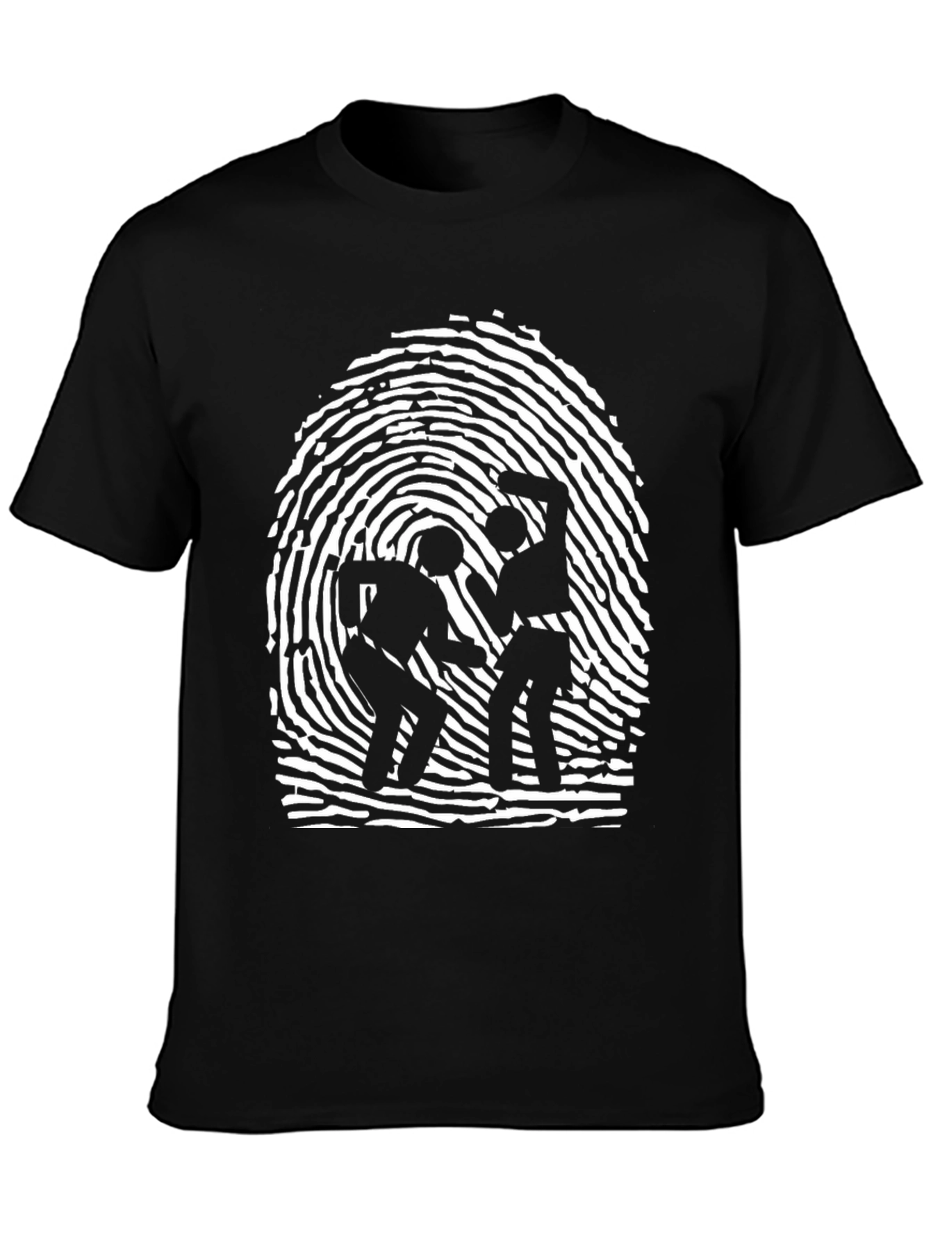 Fingerprint Fight Graphic Tee - Black Crew Neck