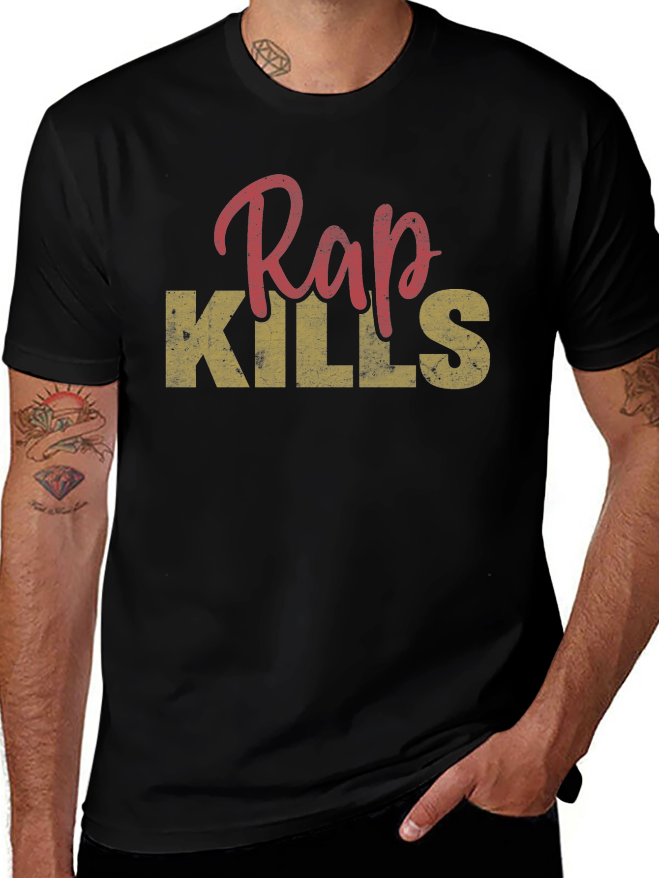 Rap Kills Graphic Print Mens T-Shirt