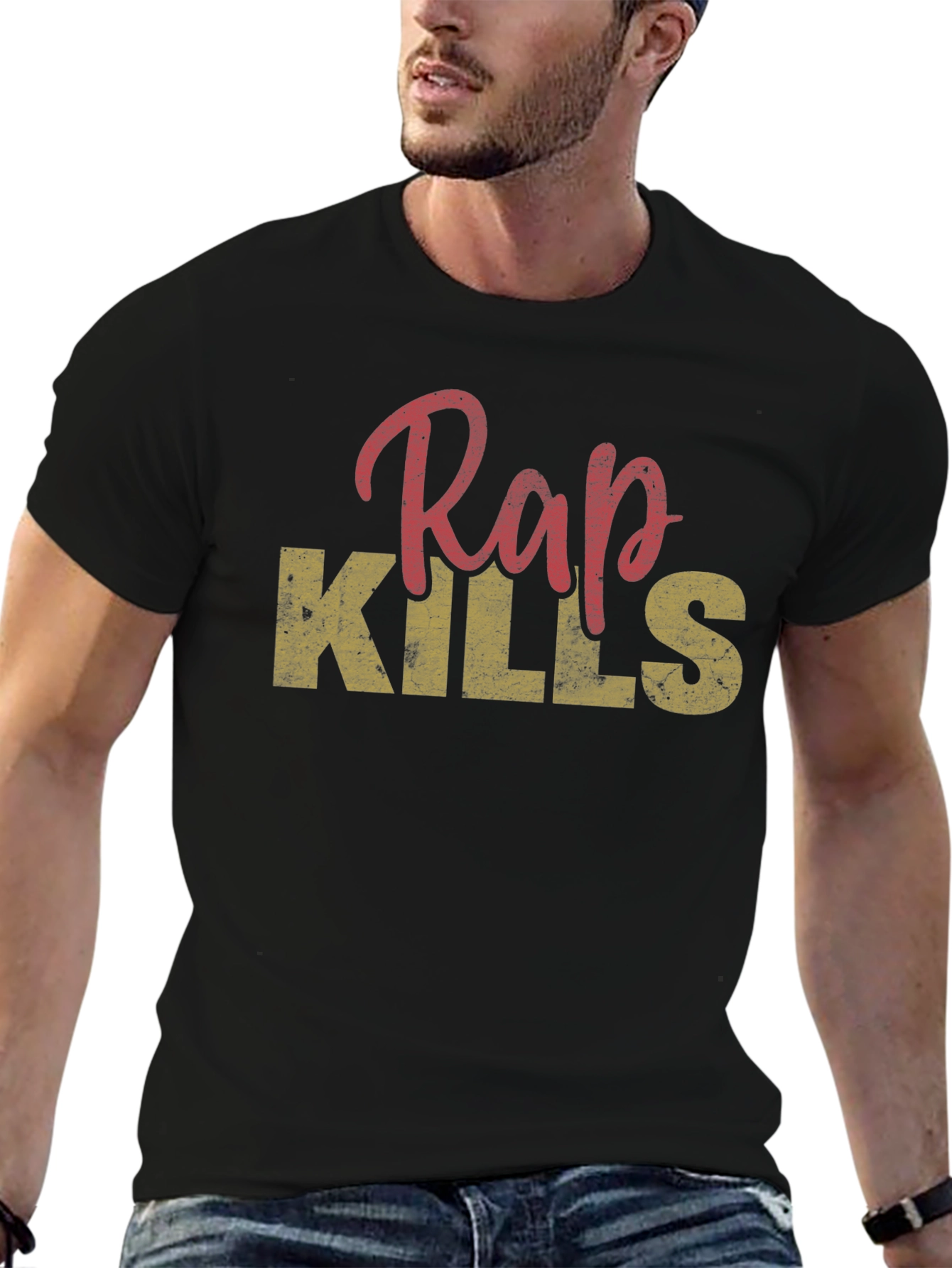 Rap Kills Graphic Print Mens T-Shirt