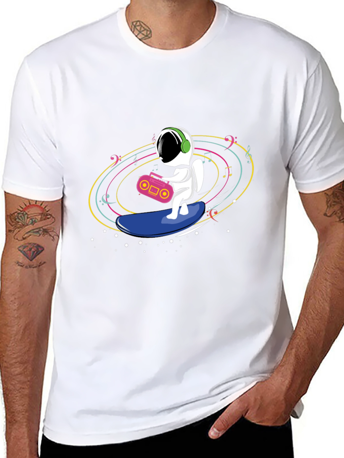 Astronaut Surfing T-Shirt - Space Music Vibes