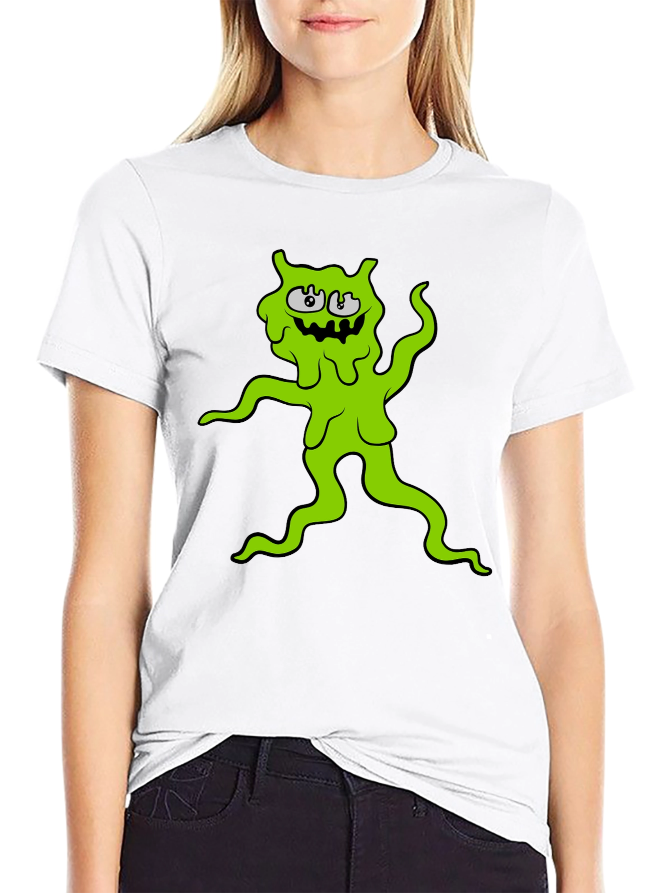 Green Slime Monster Graphic Tee - Black