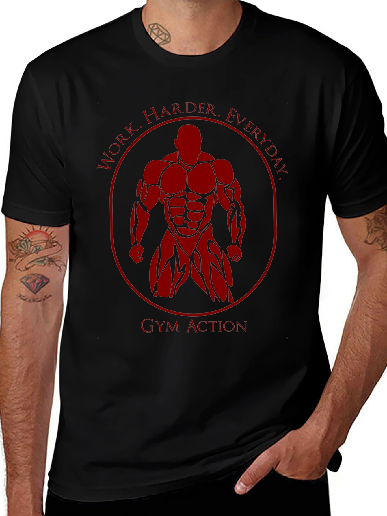 Gym Action Bodybuilder Graphic T-Shirt