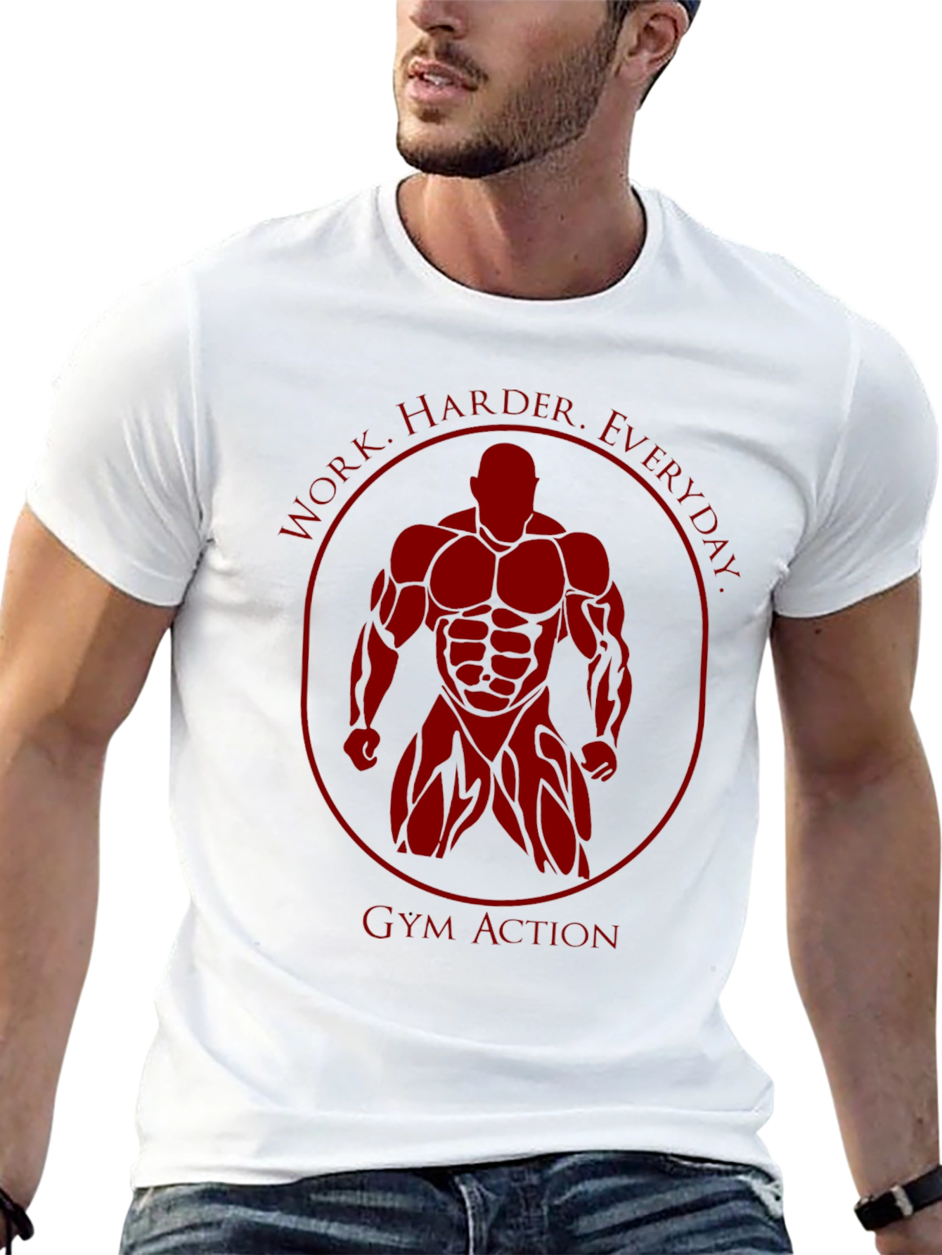 Gym Action Bodybuilder Graphic T-Shirt