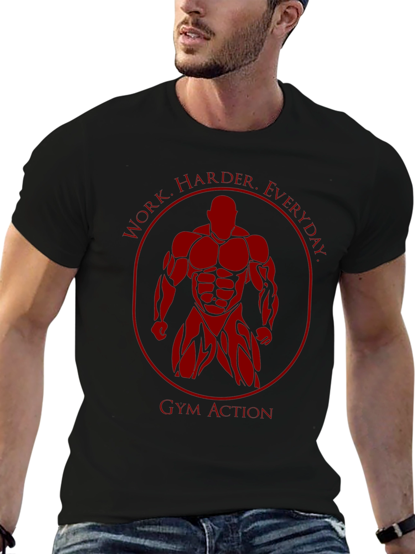 Gym Action Bodybuilder Graphic T-Shirt