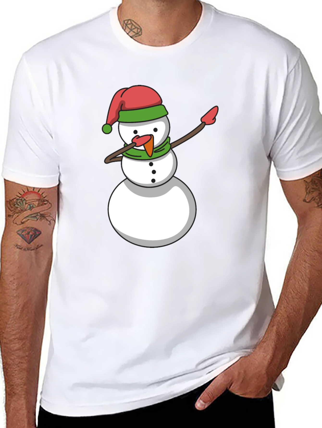 Dabbing Snowman Holiday Tee - Black