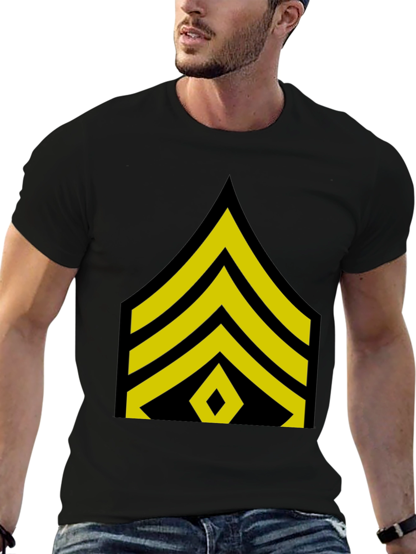 Sergeant Stripes Graphic Black T-Shirt