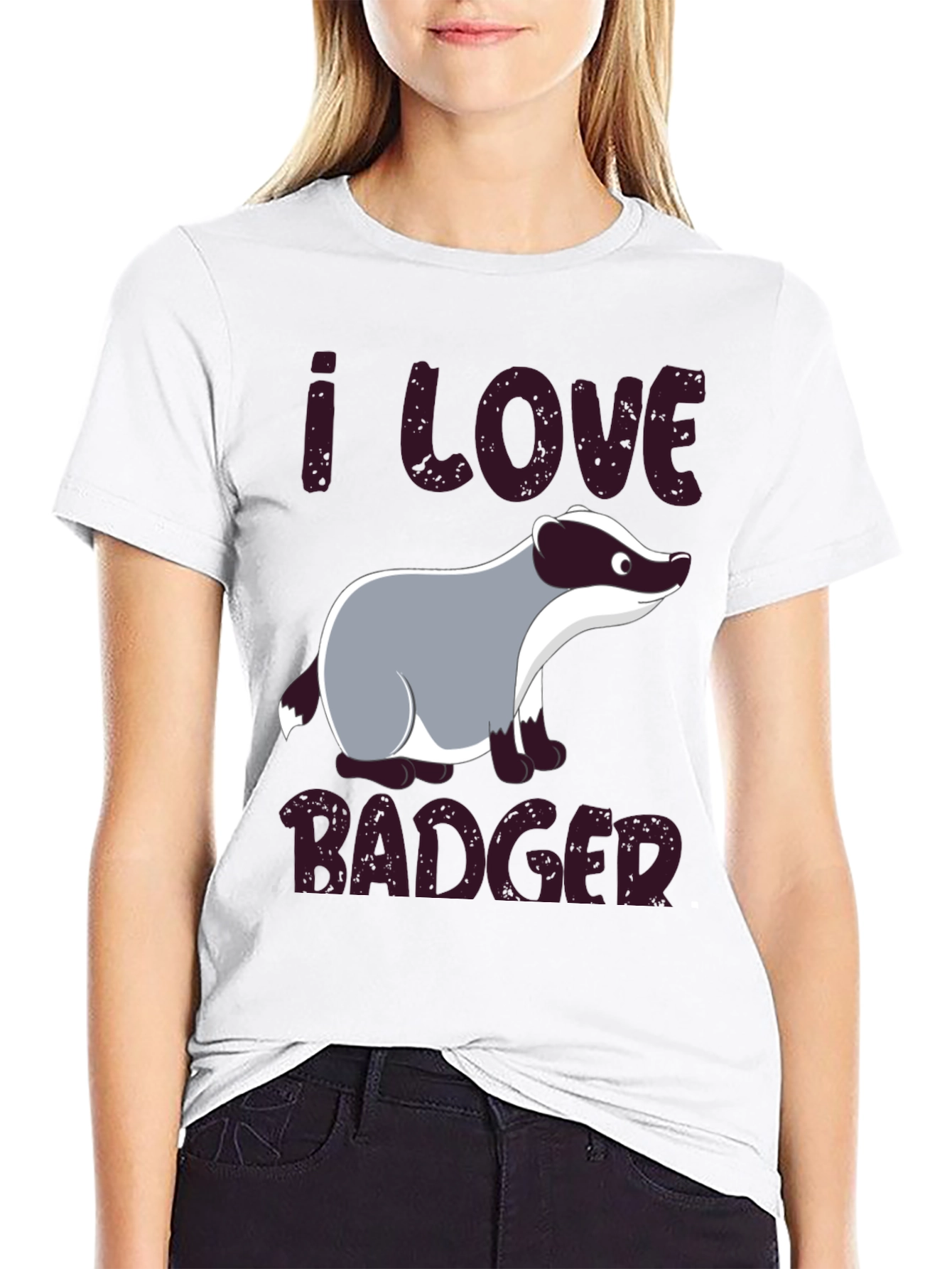 I Love Badger T-Shirt - Black Animal Tee
