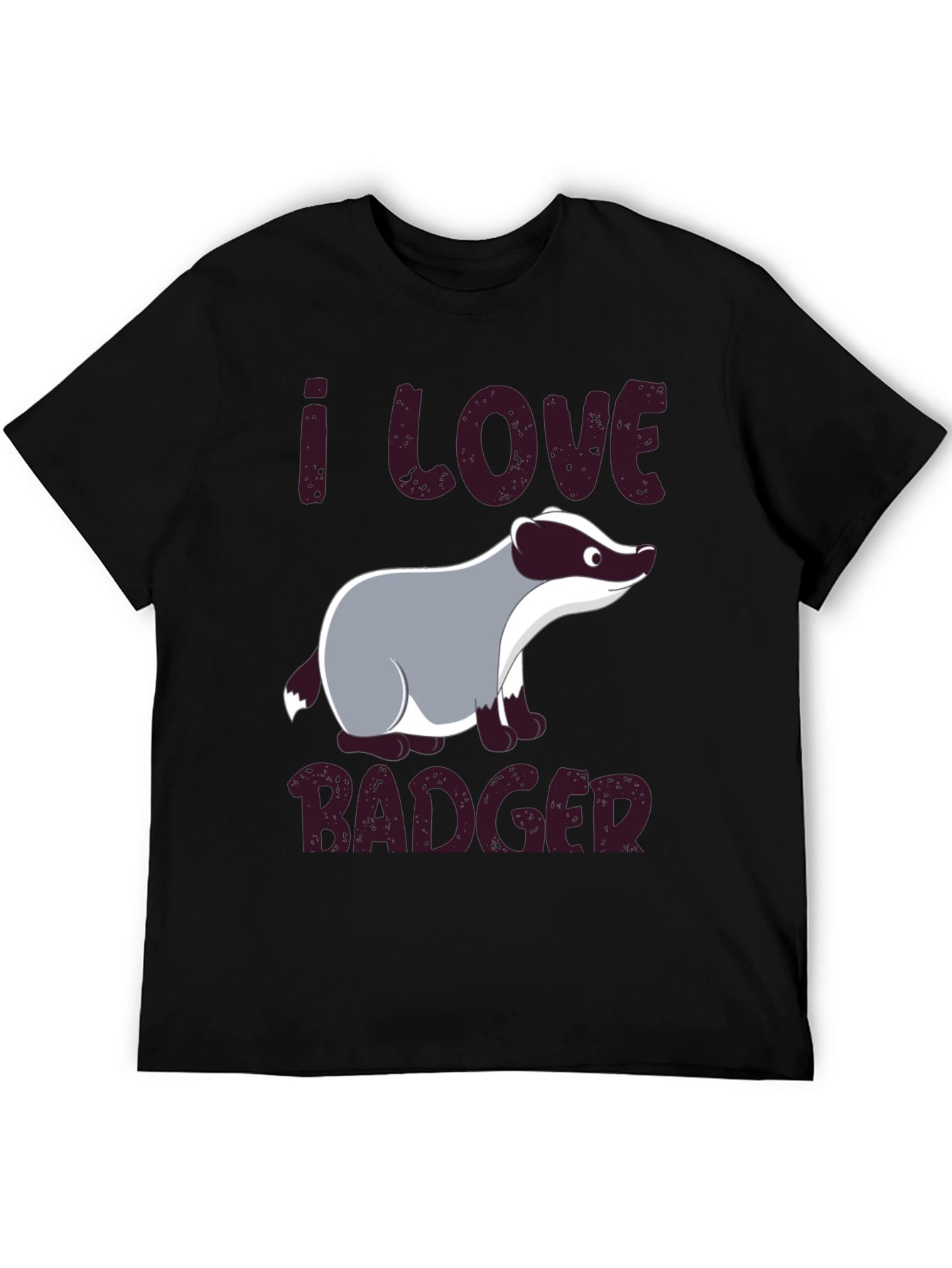 I Love Badger T-Shirt - Black Animal Tee