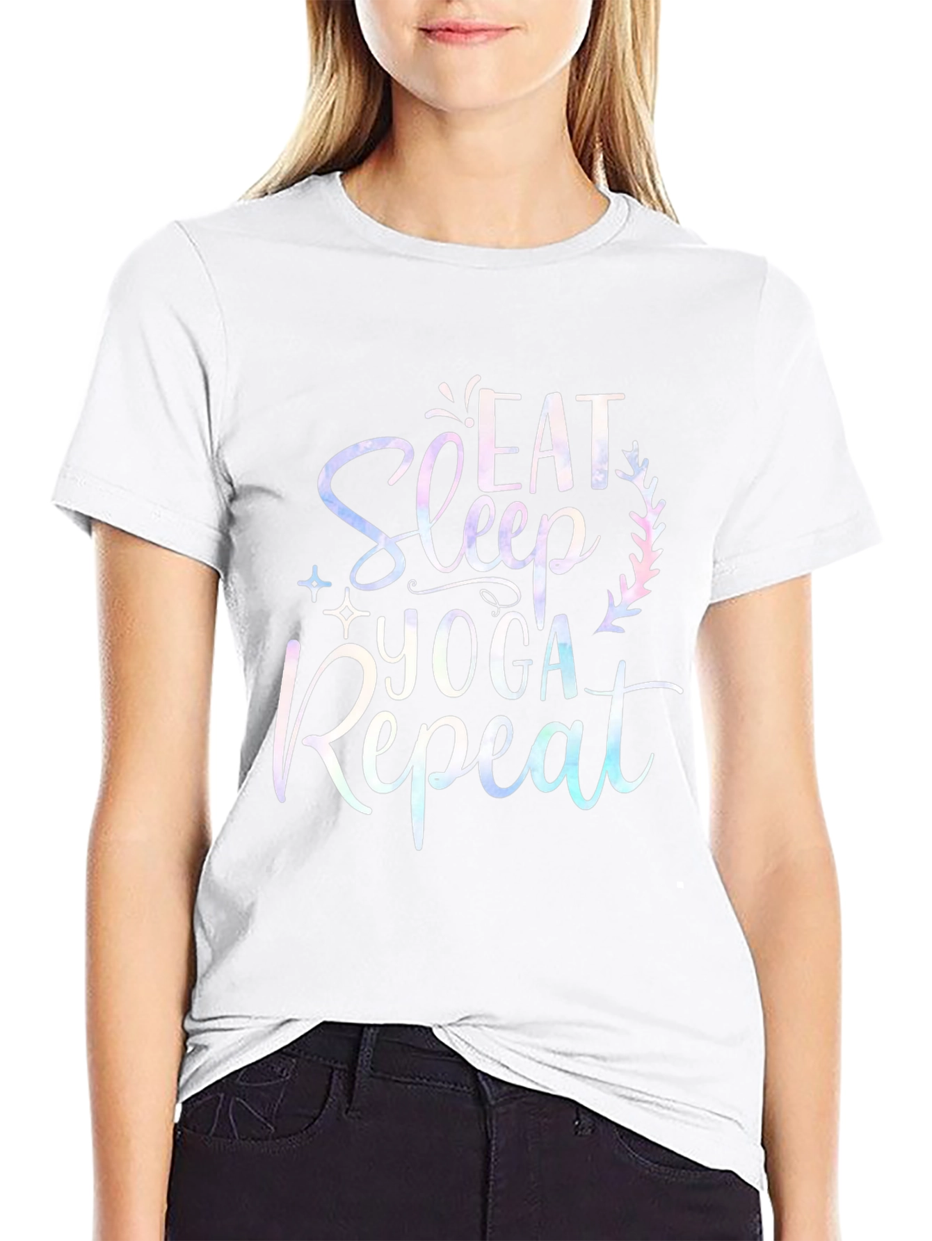 Eat Sleep Yoga Repeat Black T-Shirt