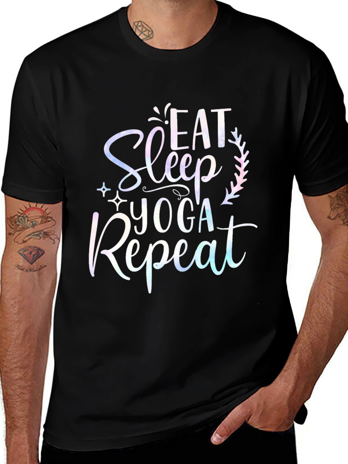 Eat Sleep Yoga Repeat Black T-Shirt