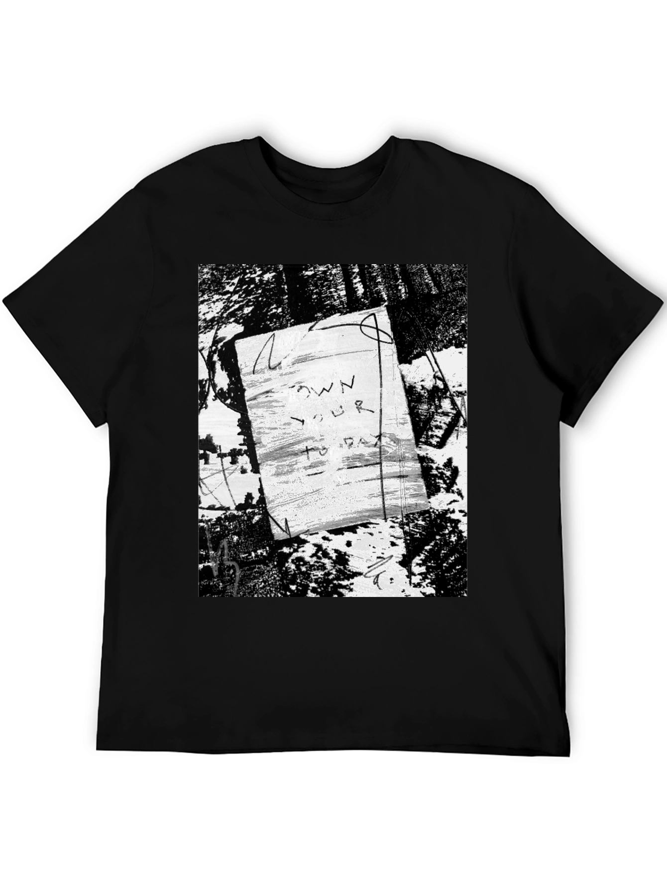 Artistic Graphic Print Black T-Shirt