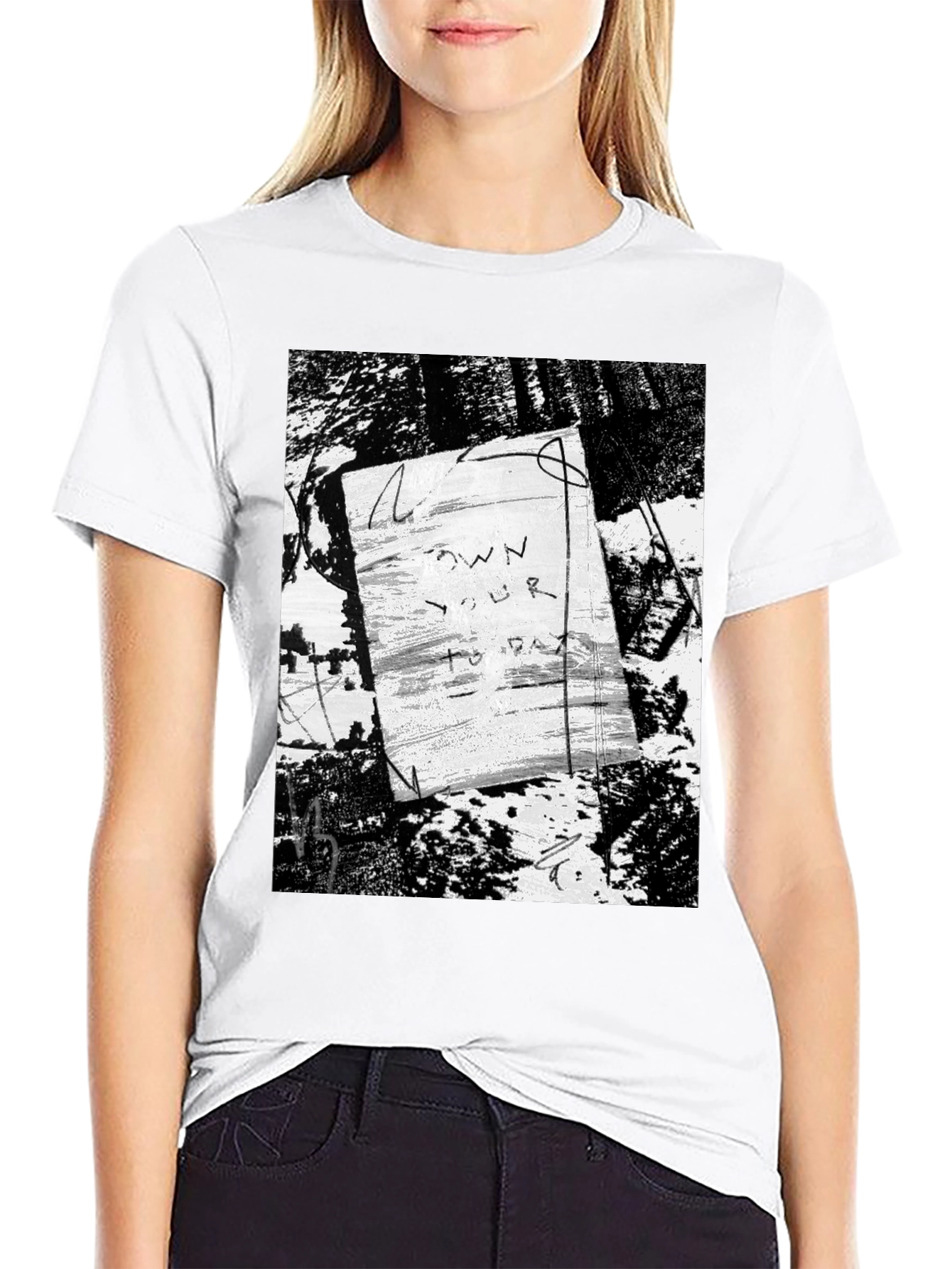 Artistic Graphic Print Black T-Shirt