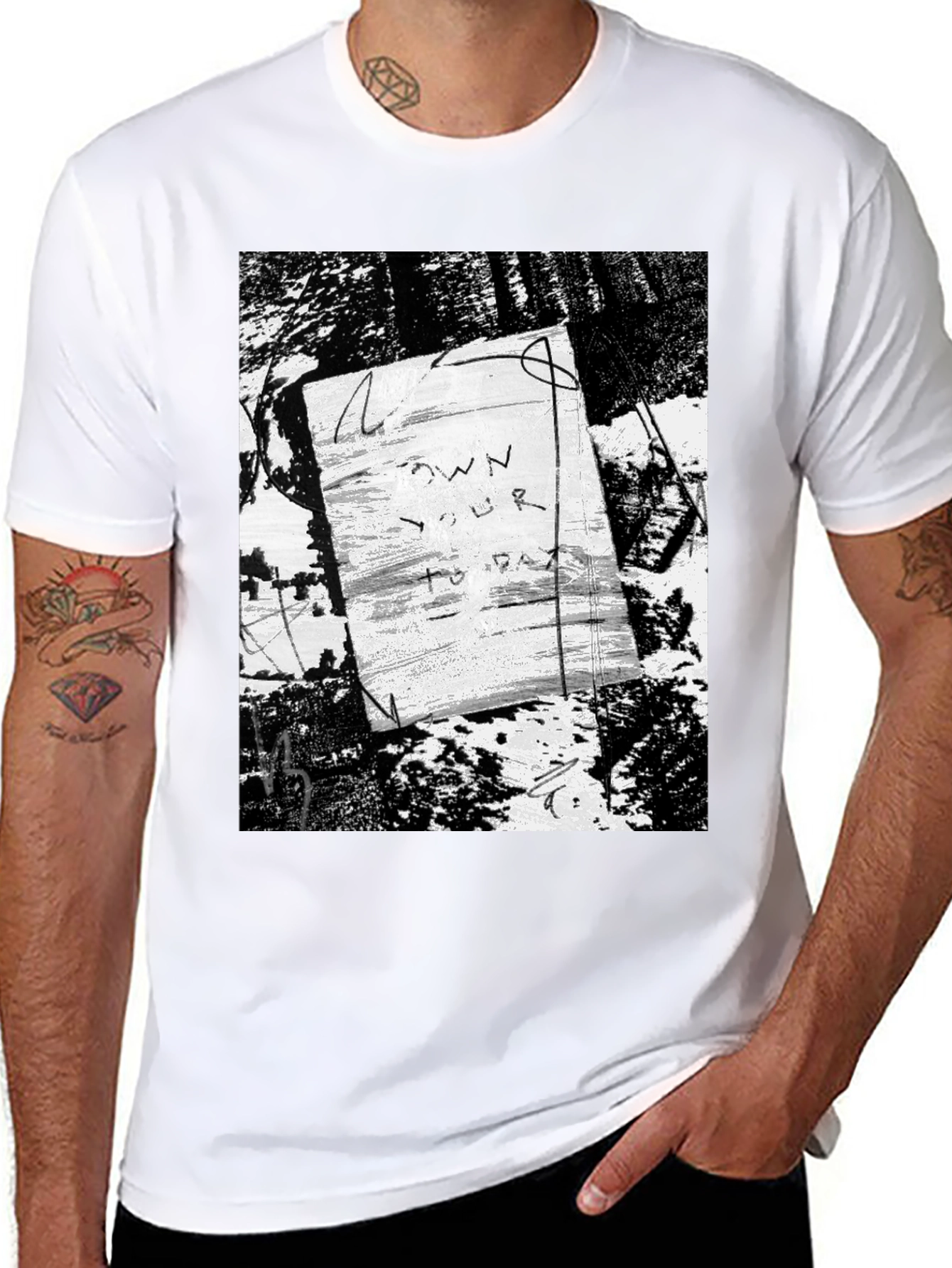 Artistic Graphic Print Black T-Shirt