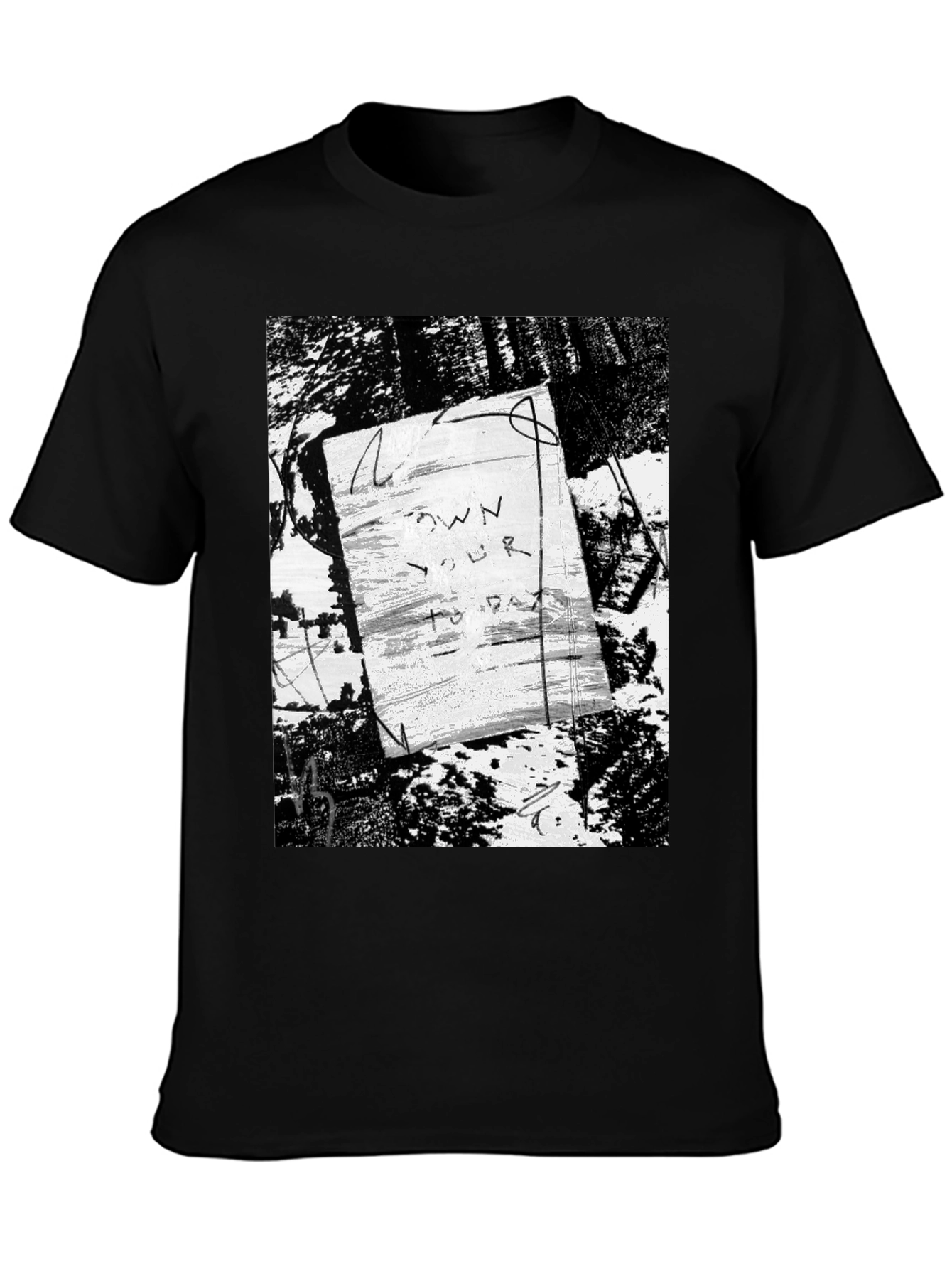 Artistic Graphic Print Black T-Shirt