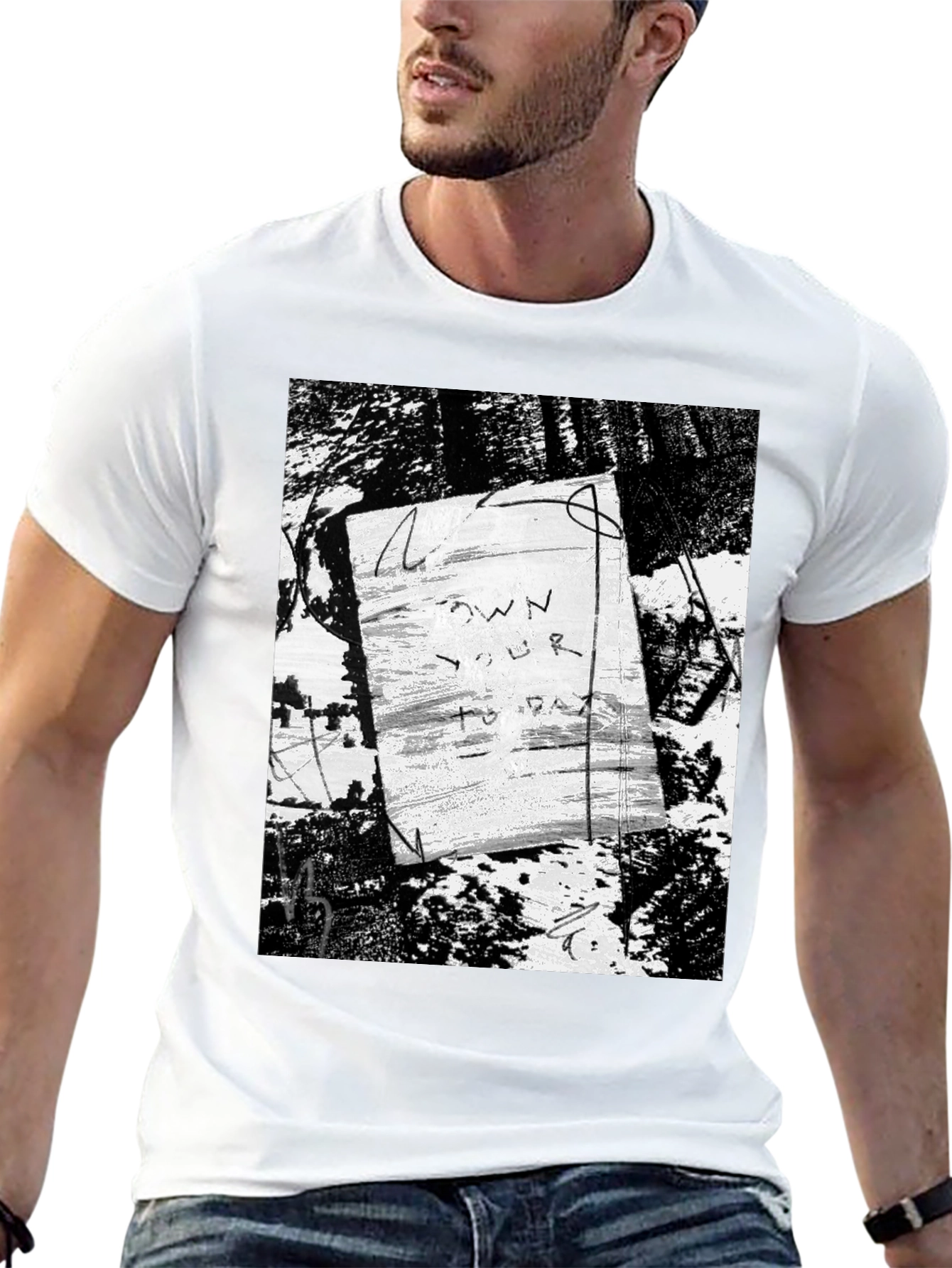 Artistic Graphic Print Black T-Shirt
