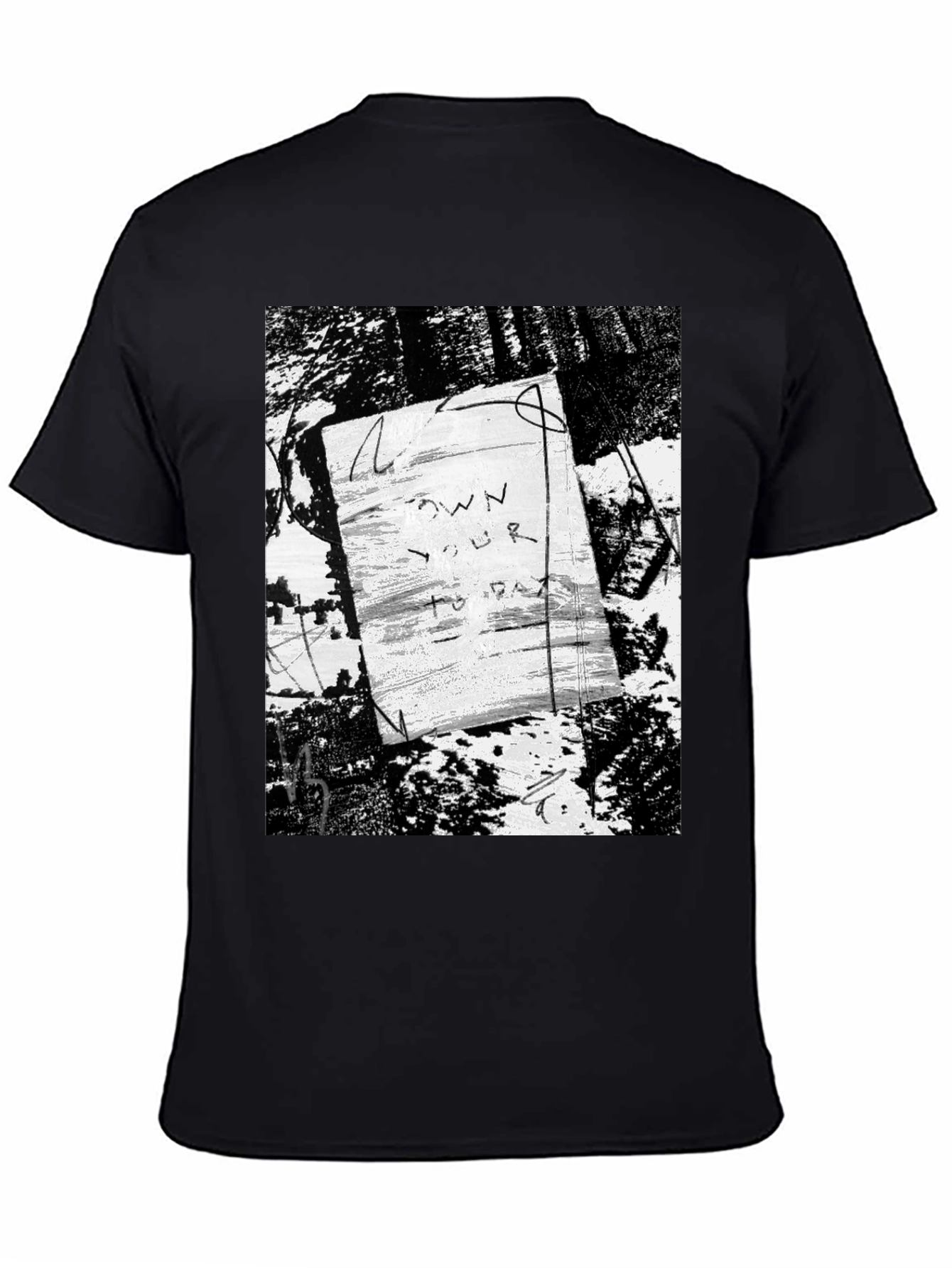 Artistic Graphic Print Black T-Shirt