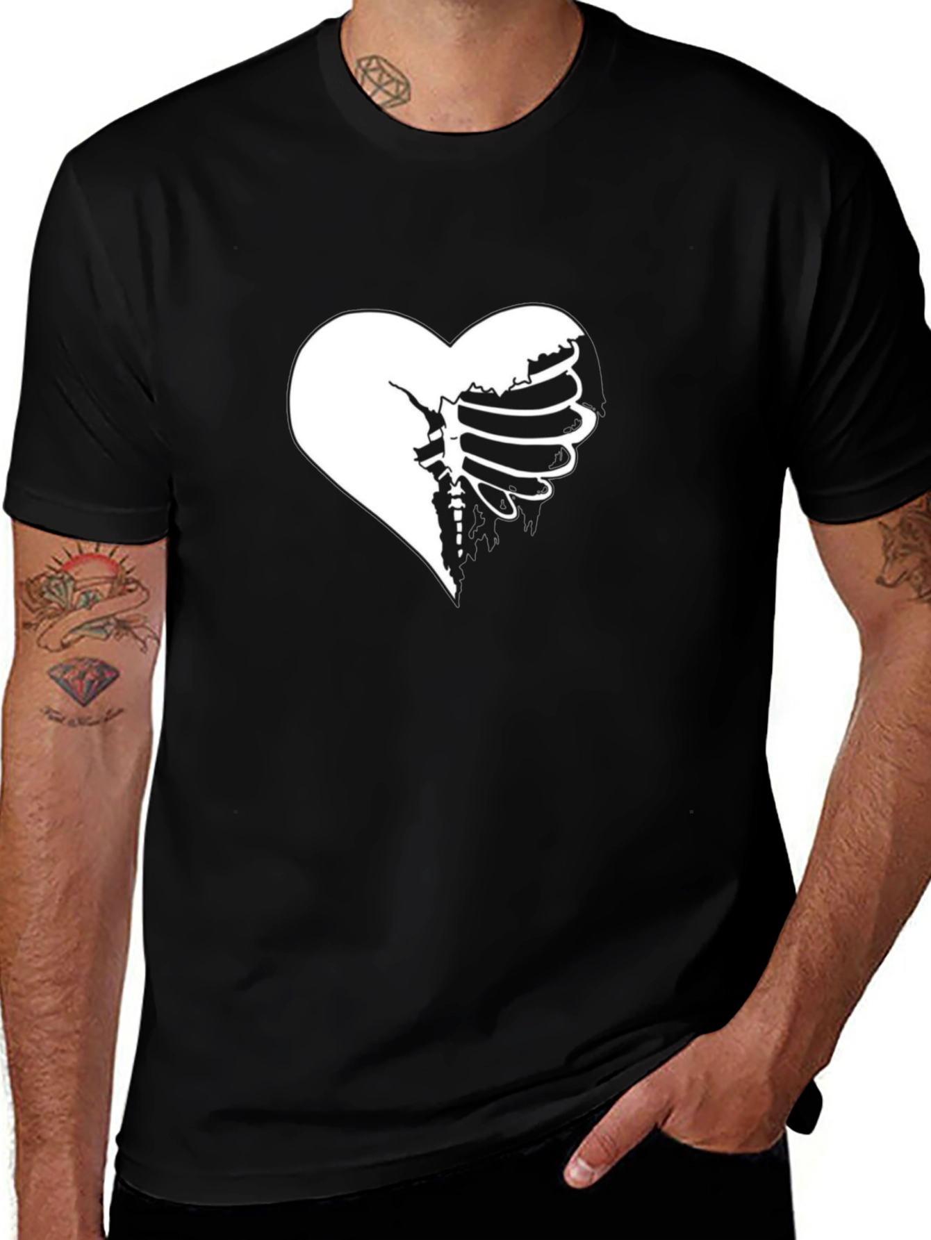 Heart Ribcage Graphic Tee - Unique Design