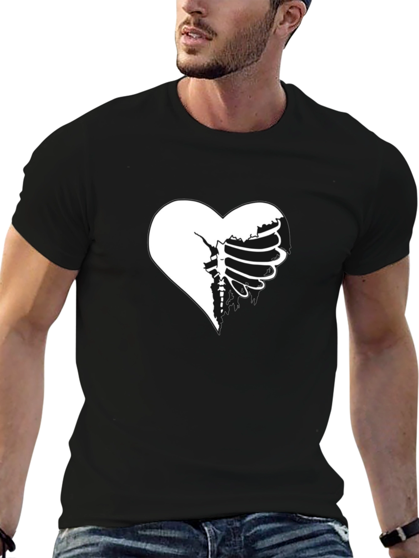 Heart Ribcage Graphic Tee - Unique Design