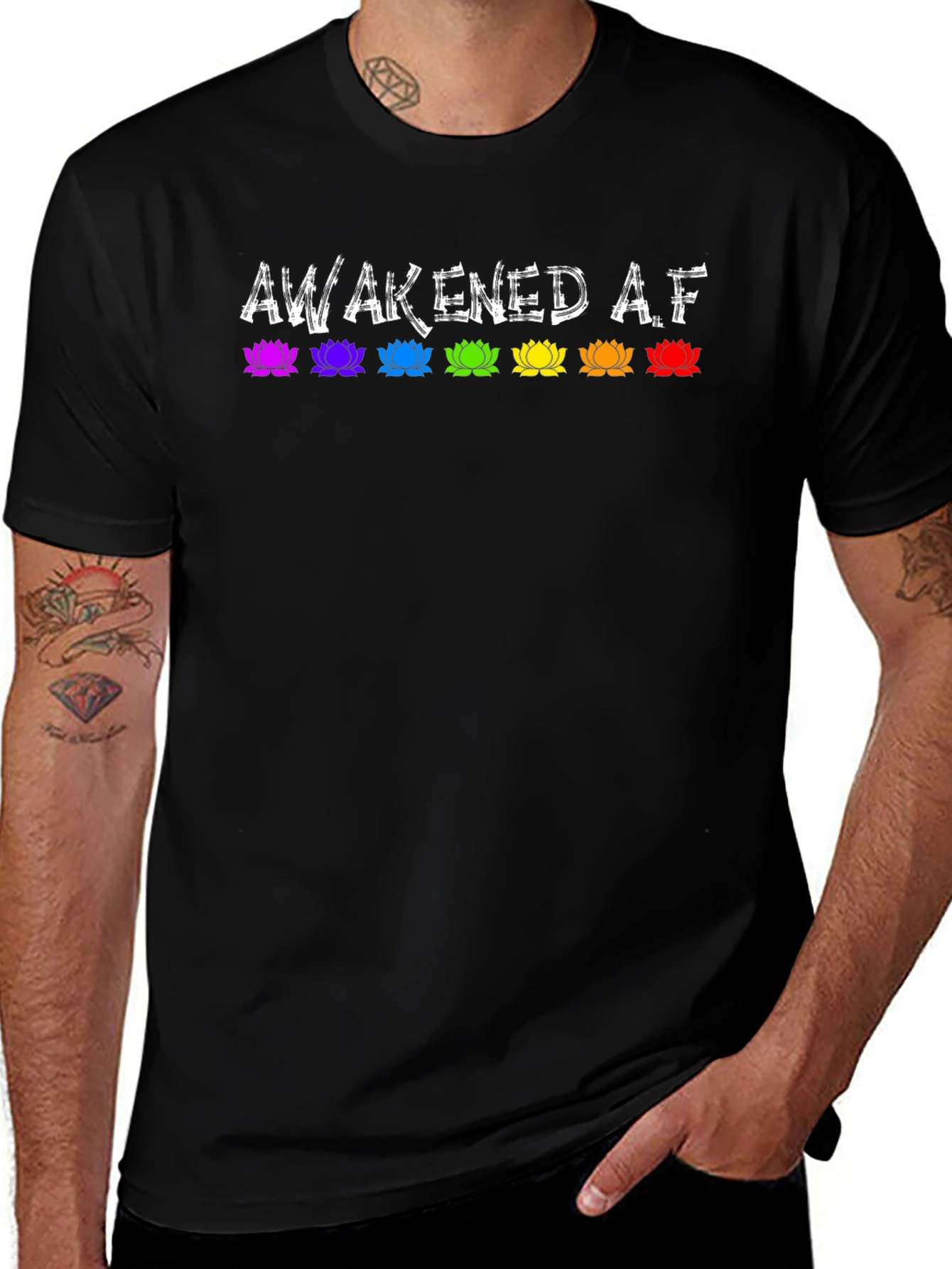 Awakened AF Lotus Graphic Tee - Unisex Black T-Shirt