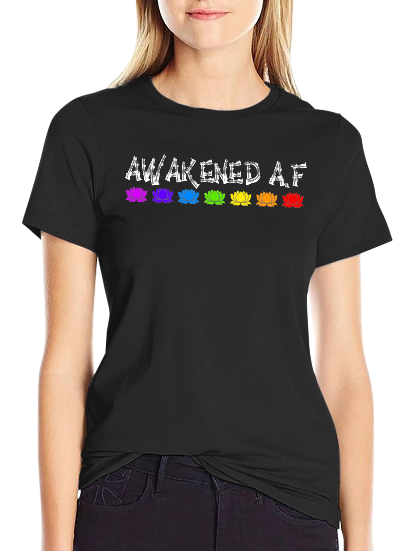 Awakened AF Lotus Graphic Tee - Unisex Black T-Shirt