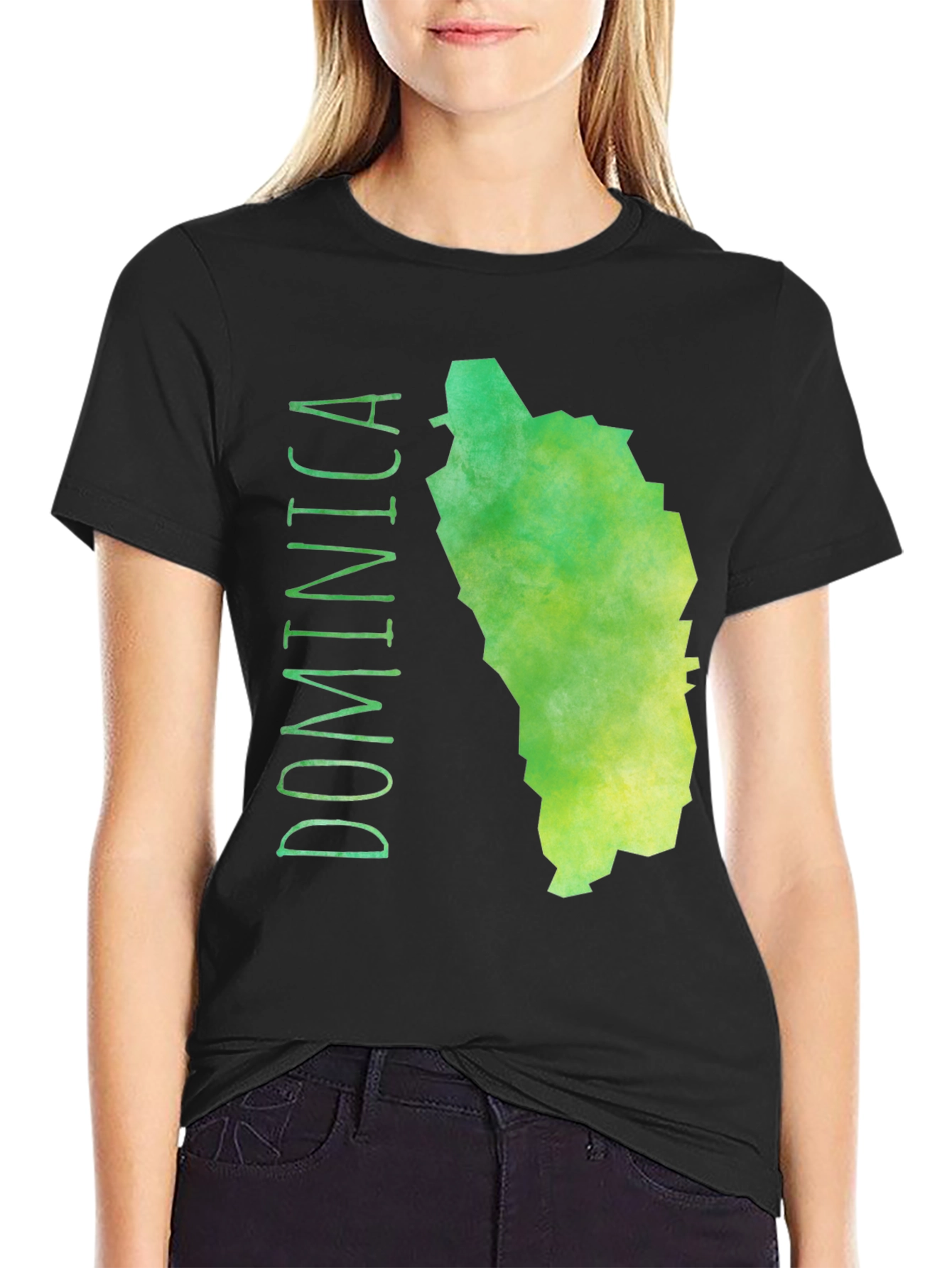 Dominica Map T-Shirt - Green Island Tee