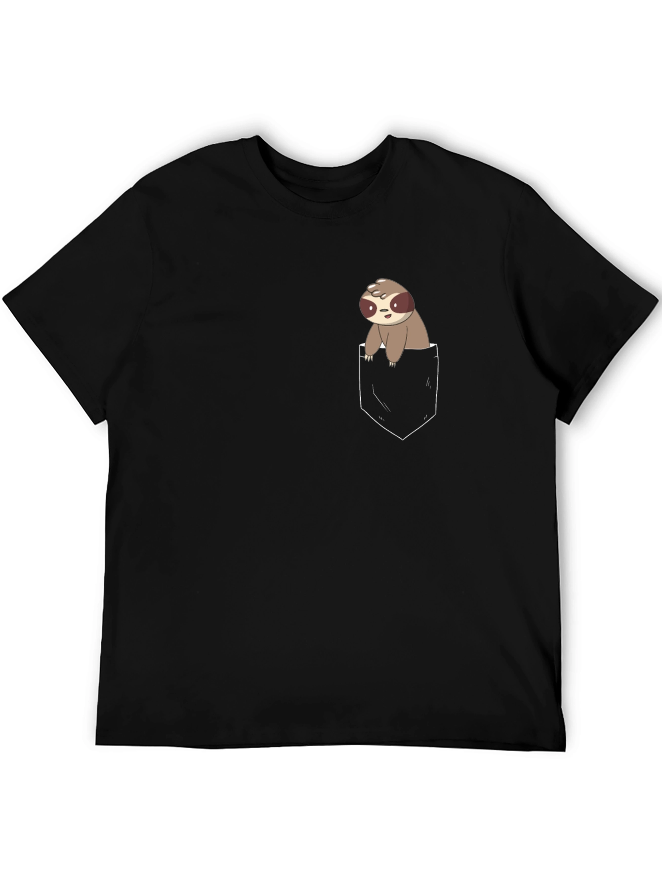 Sloth in Pocket Graphic Tee - Black Cotton Blend