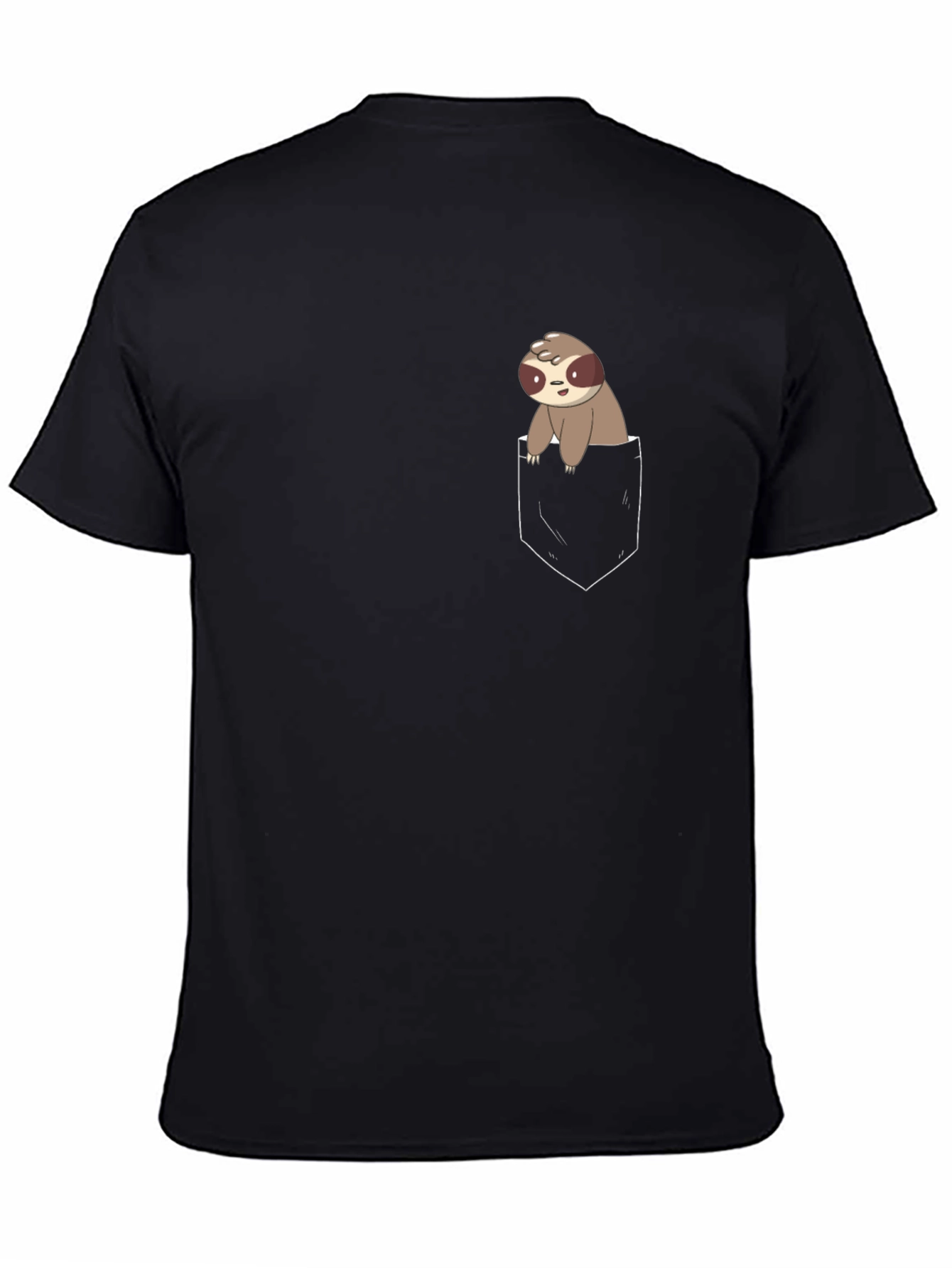 Sloth in Pocket Graphic Tee - Black Cotton Blend