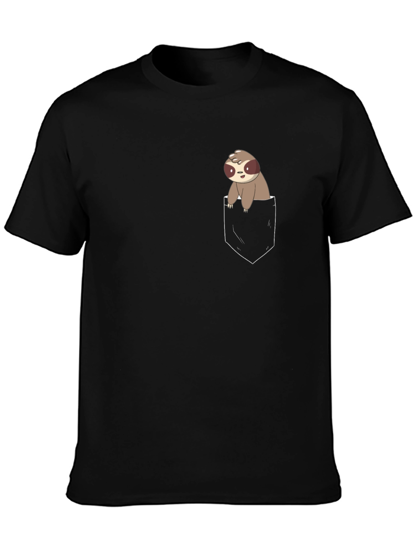 Sloth in Pocket Graphic Tee - Black Cotton Blend