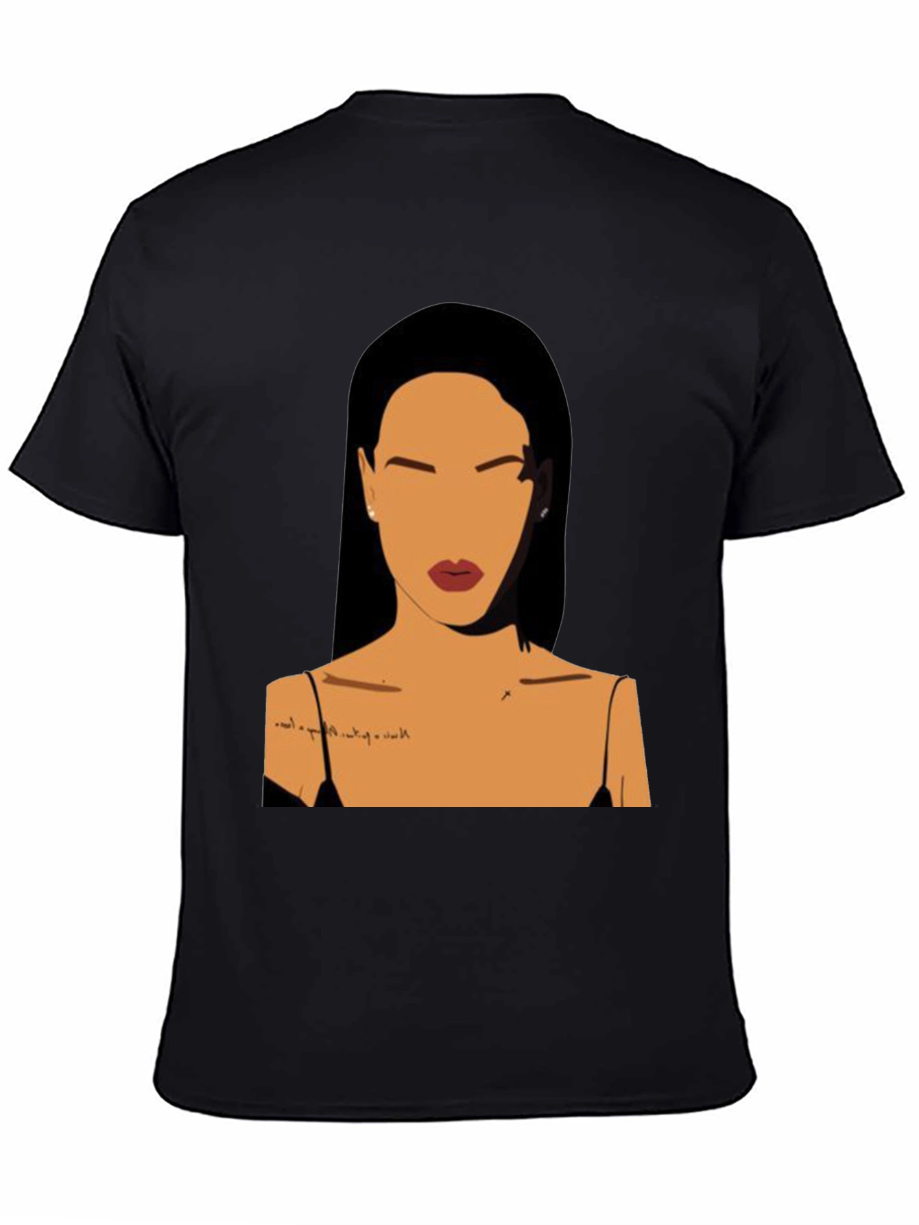Minimalist Woman Portrait Black T-Shirt