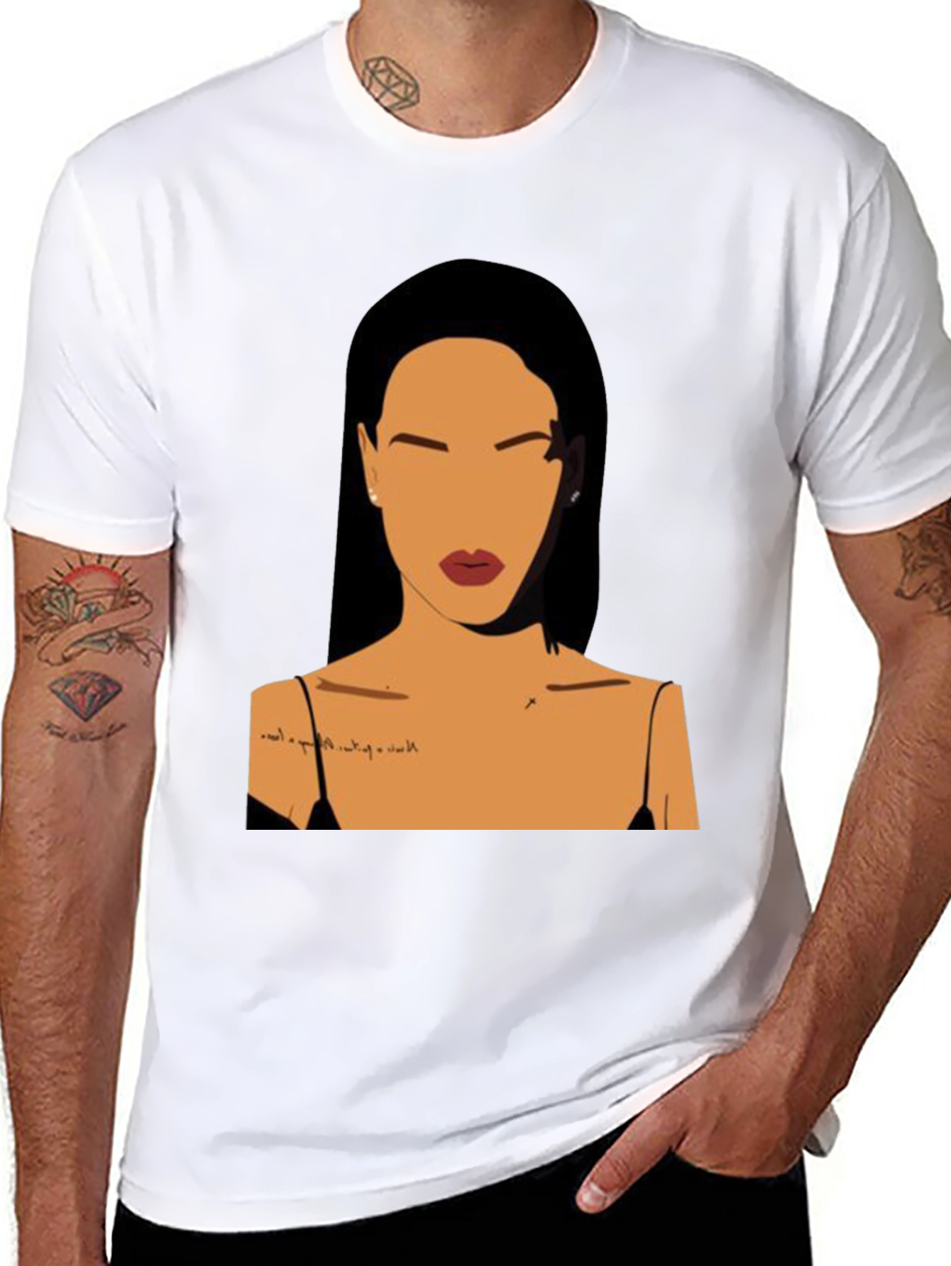 Minimalist Woman Portrait Black T-Shirt