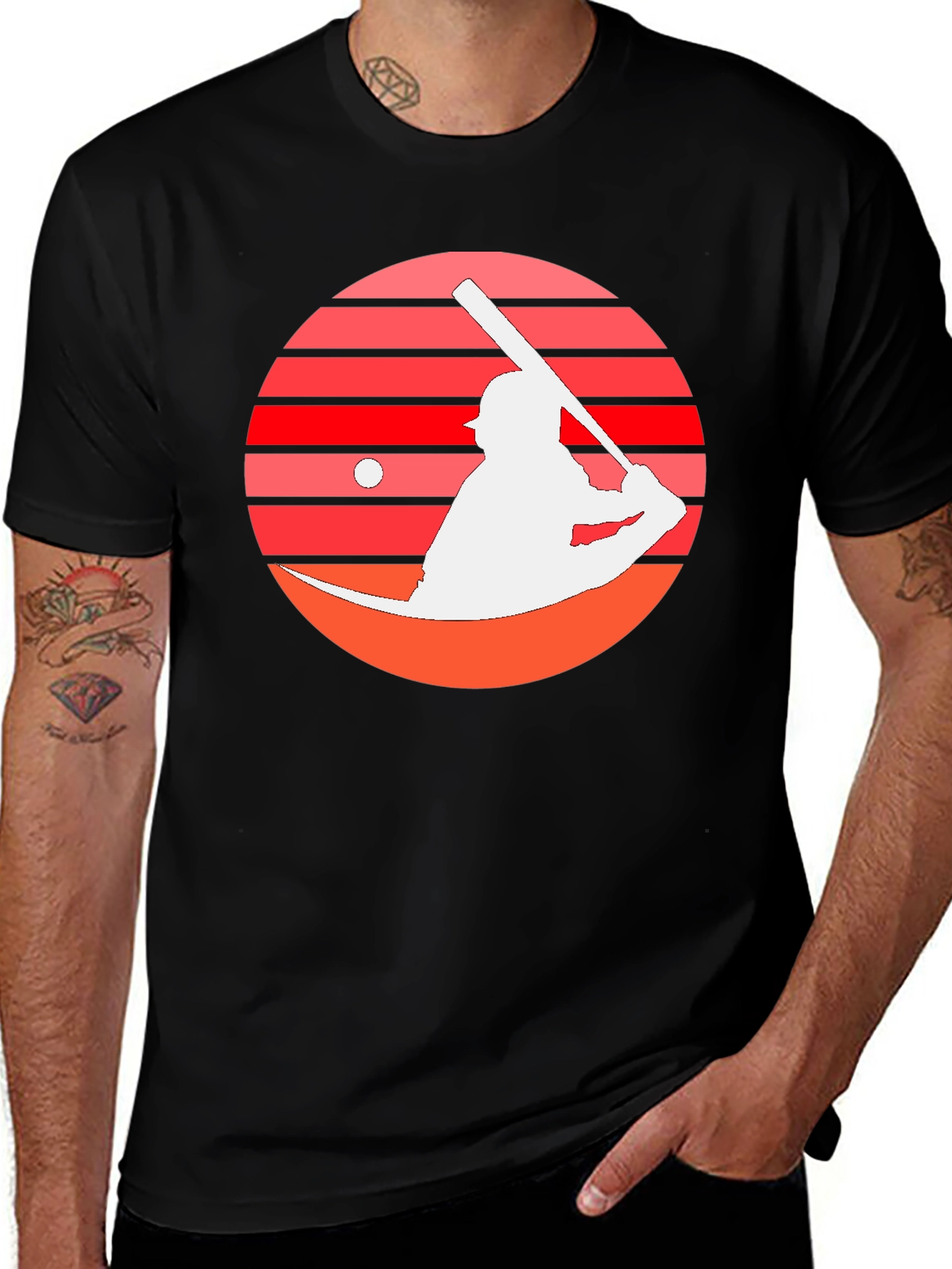 Baseball Sunset Graphic Tee - Retro Style