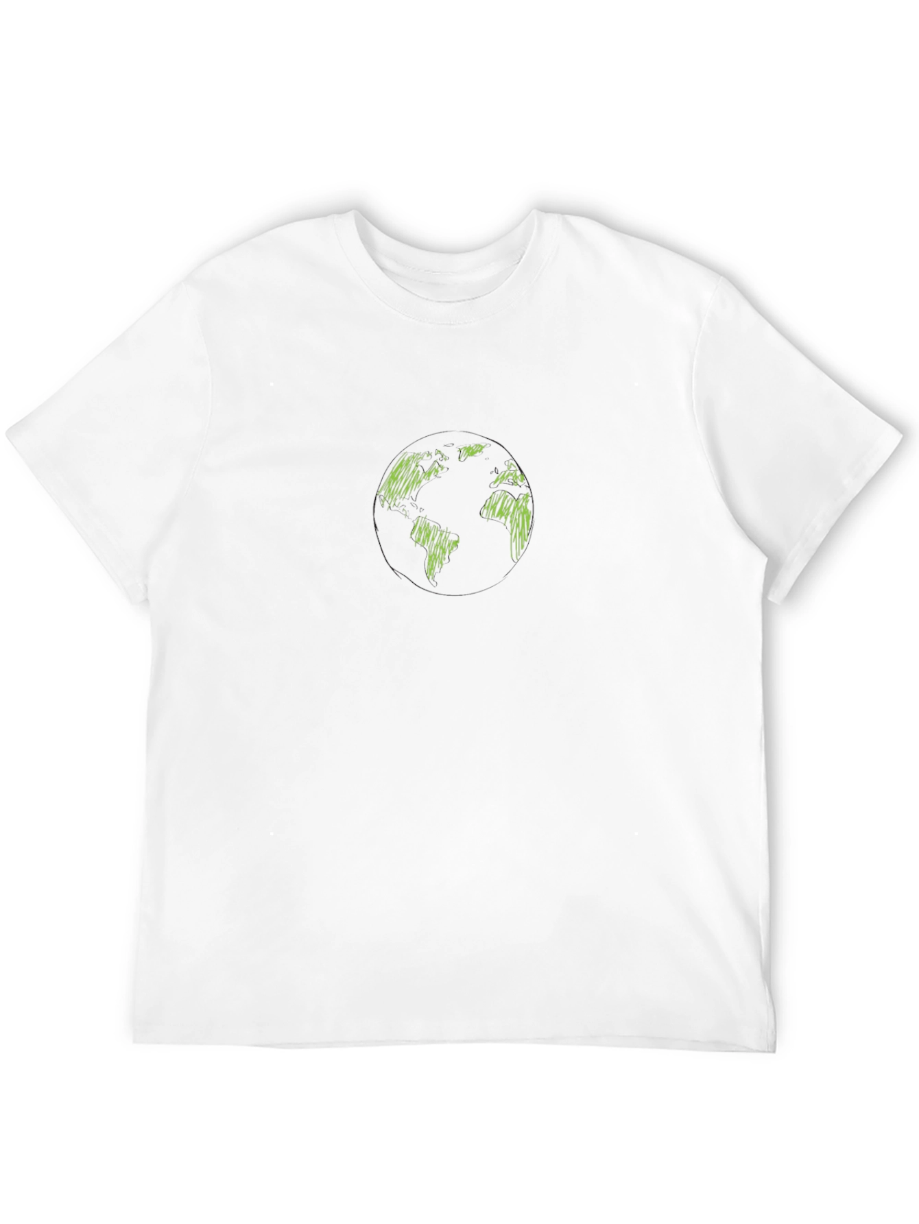 Black T-Shirt with Green Scribble Earth Design