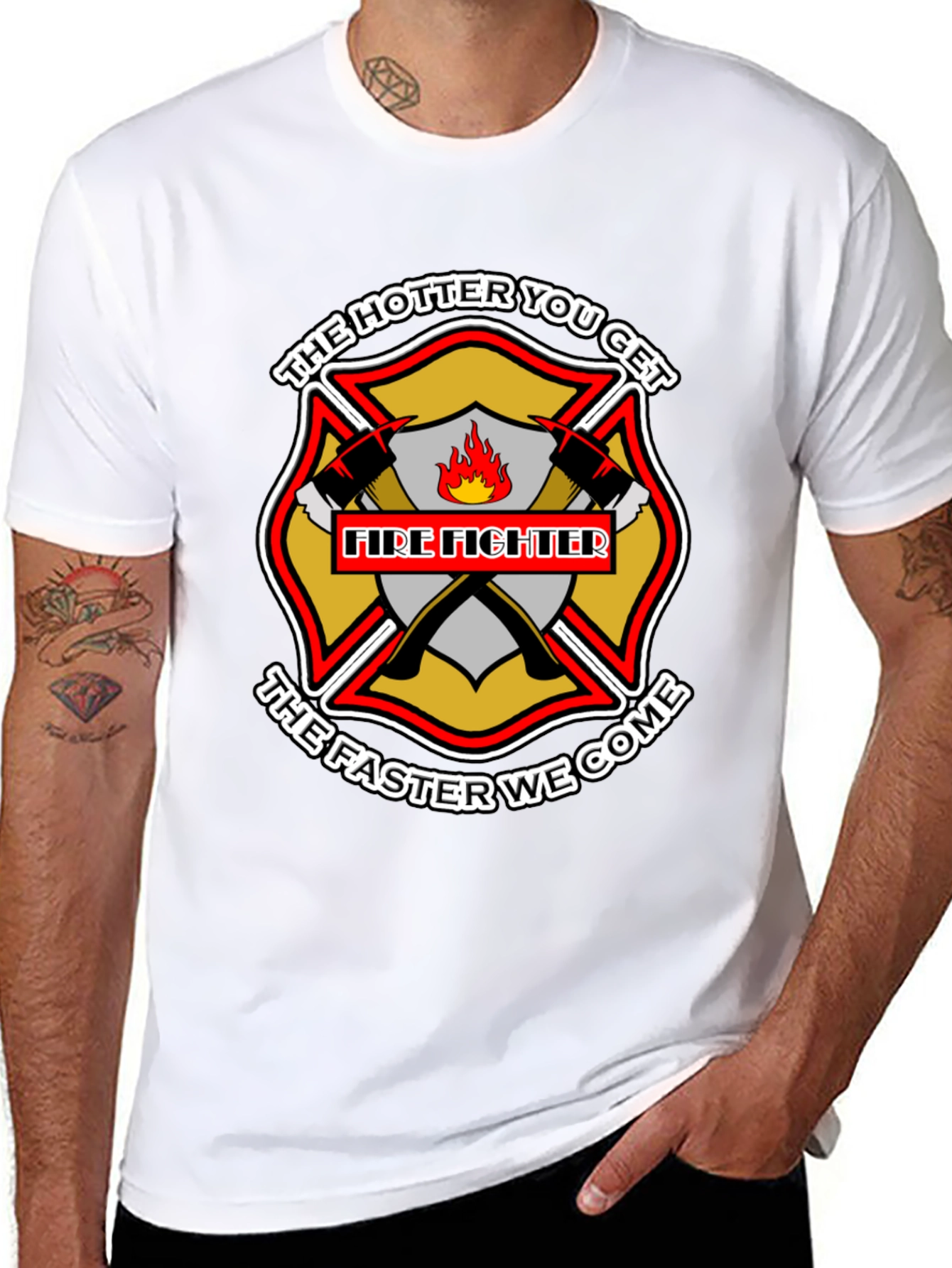 Firefighter Hotter Faster Black Graphic Tee