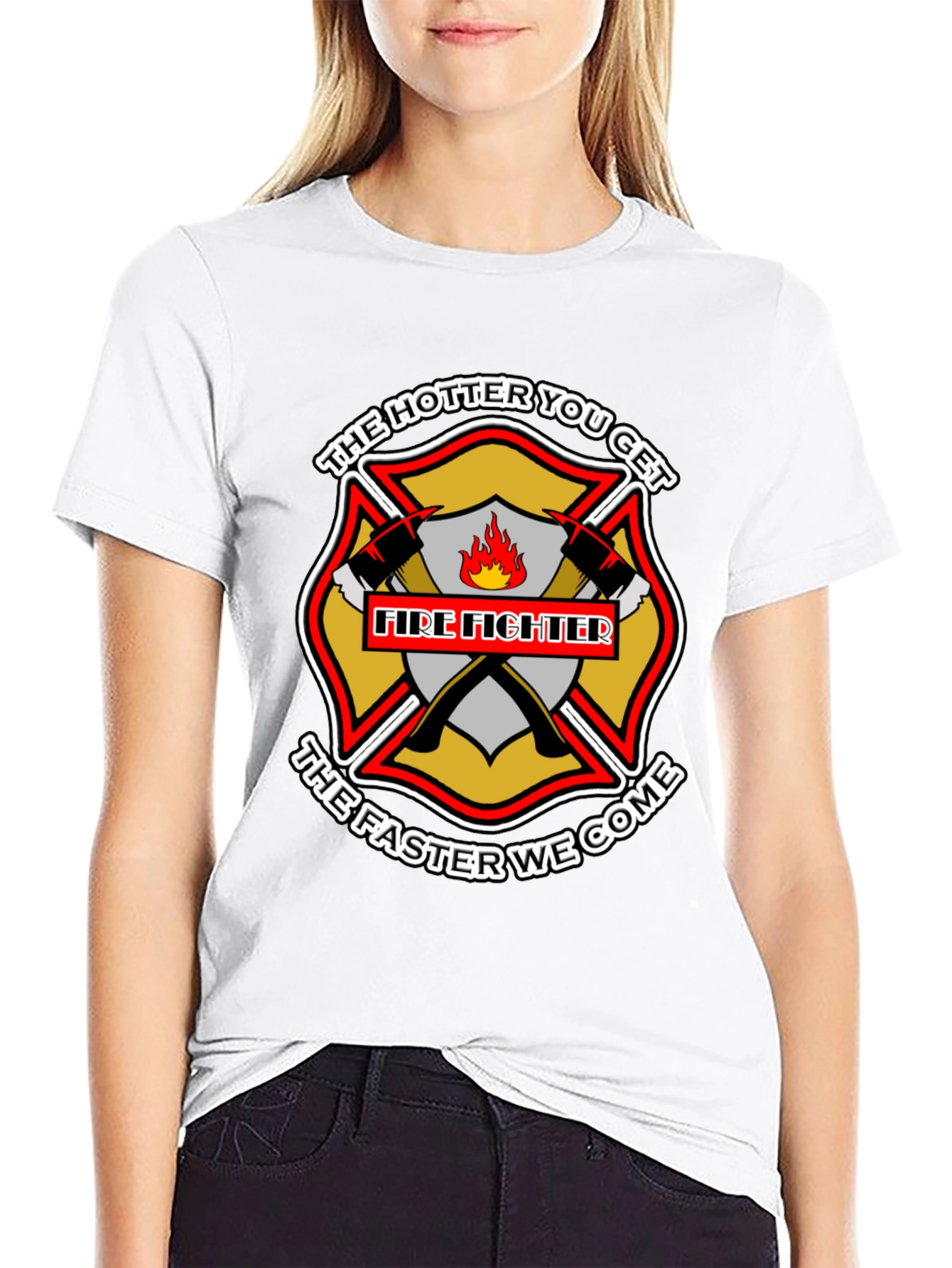 Firefighter Hotter Faster Black Graphic Tee