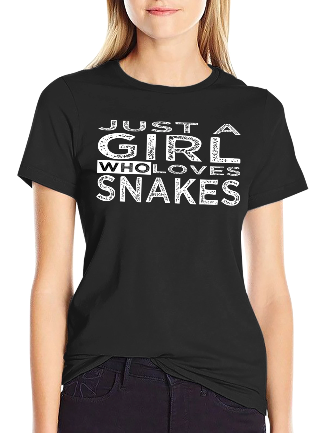 Just a Girl Who Loves Snakes Black Graphic Tee