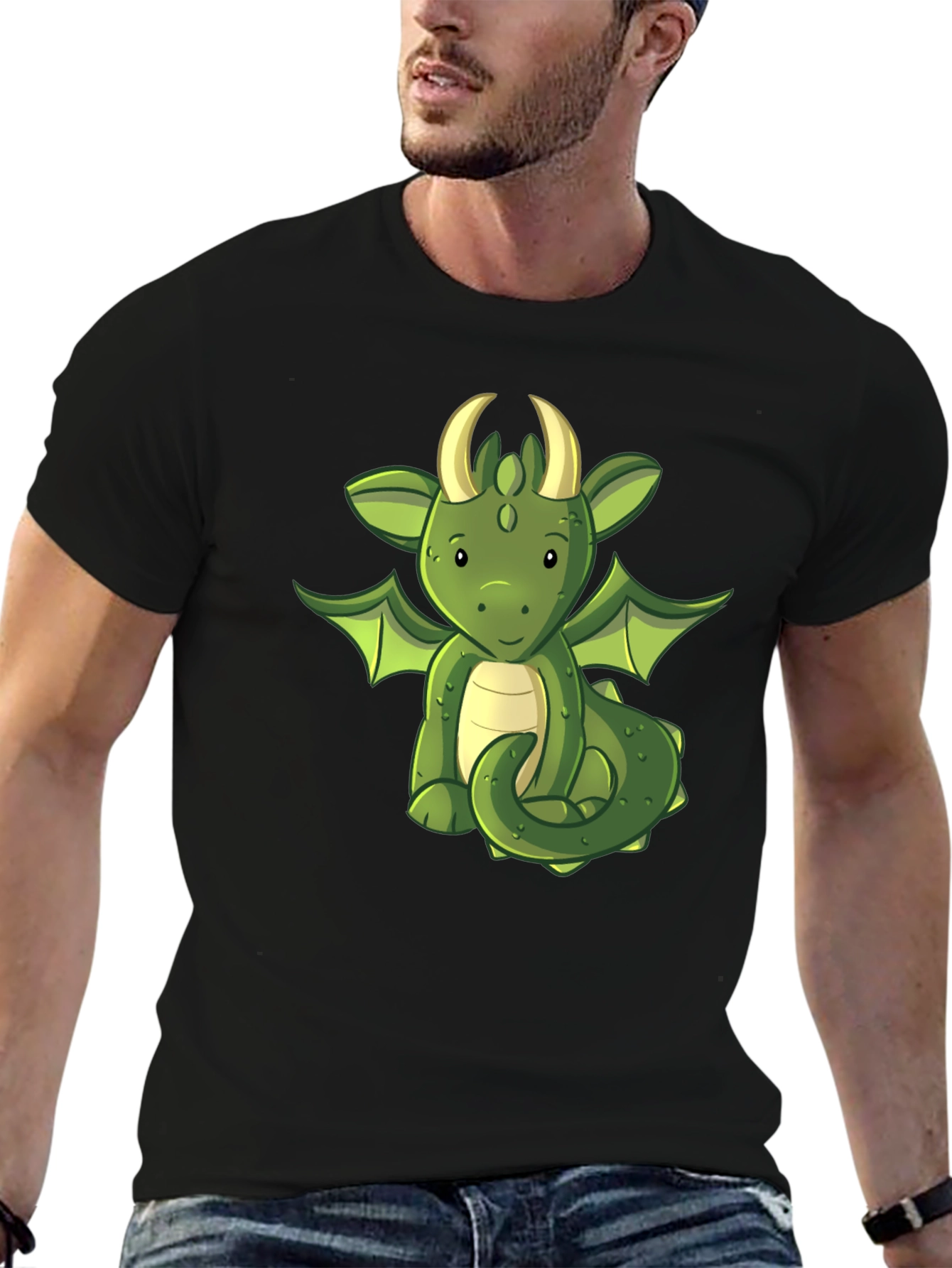 Cute Dragon Graphic T-Shirt - Black Cotton Tee
