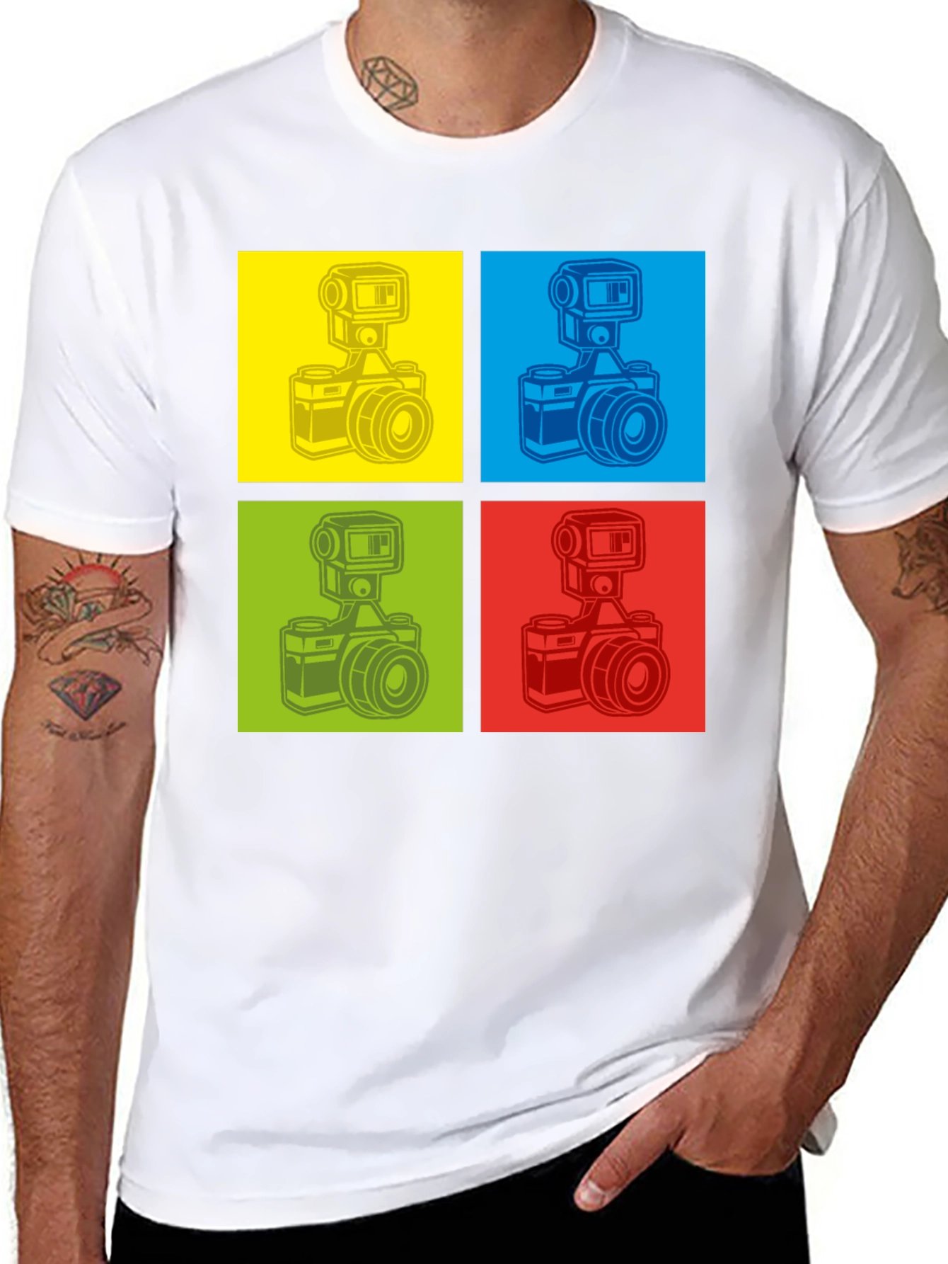 Retro Camera Graphic T-Shirt - Pop Art Design