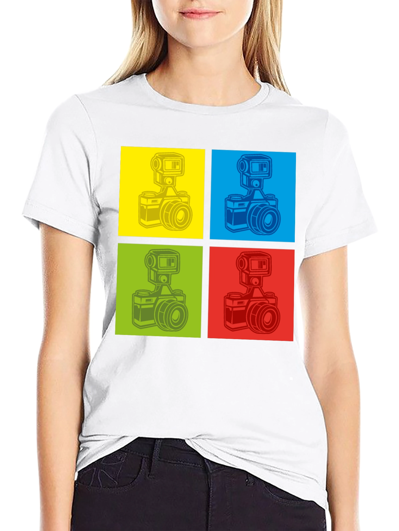 Retro Camera Graphic T-Shirt - Pop Art Design