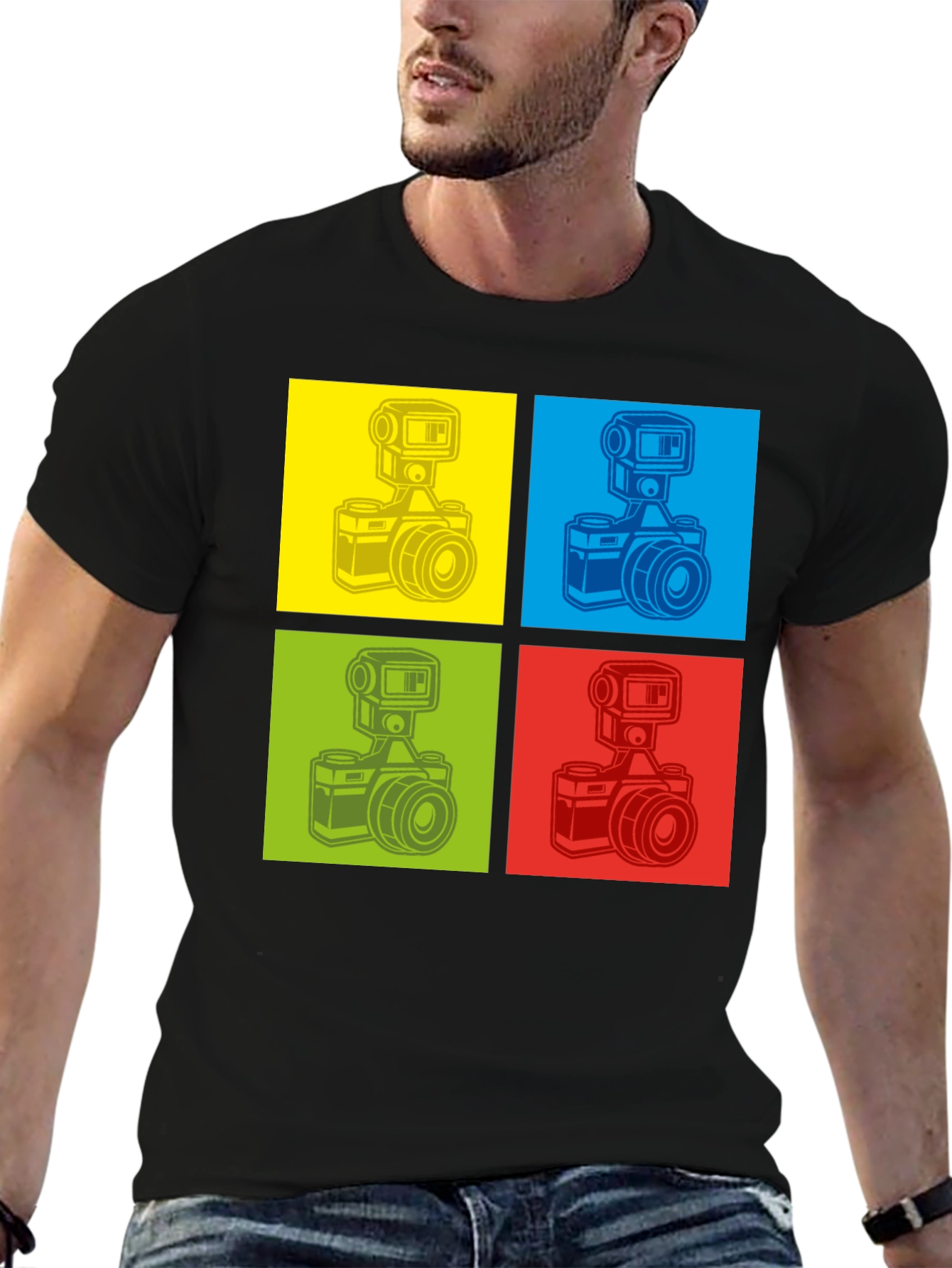 Retro Camera Graphic T-Shirt - Pop Art Design
