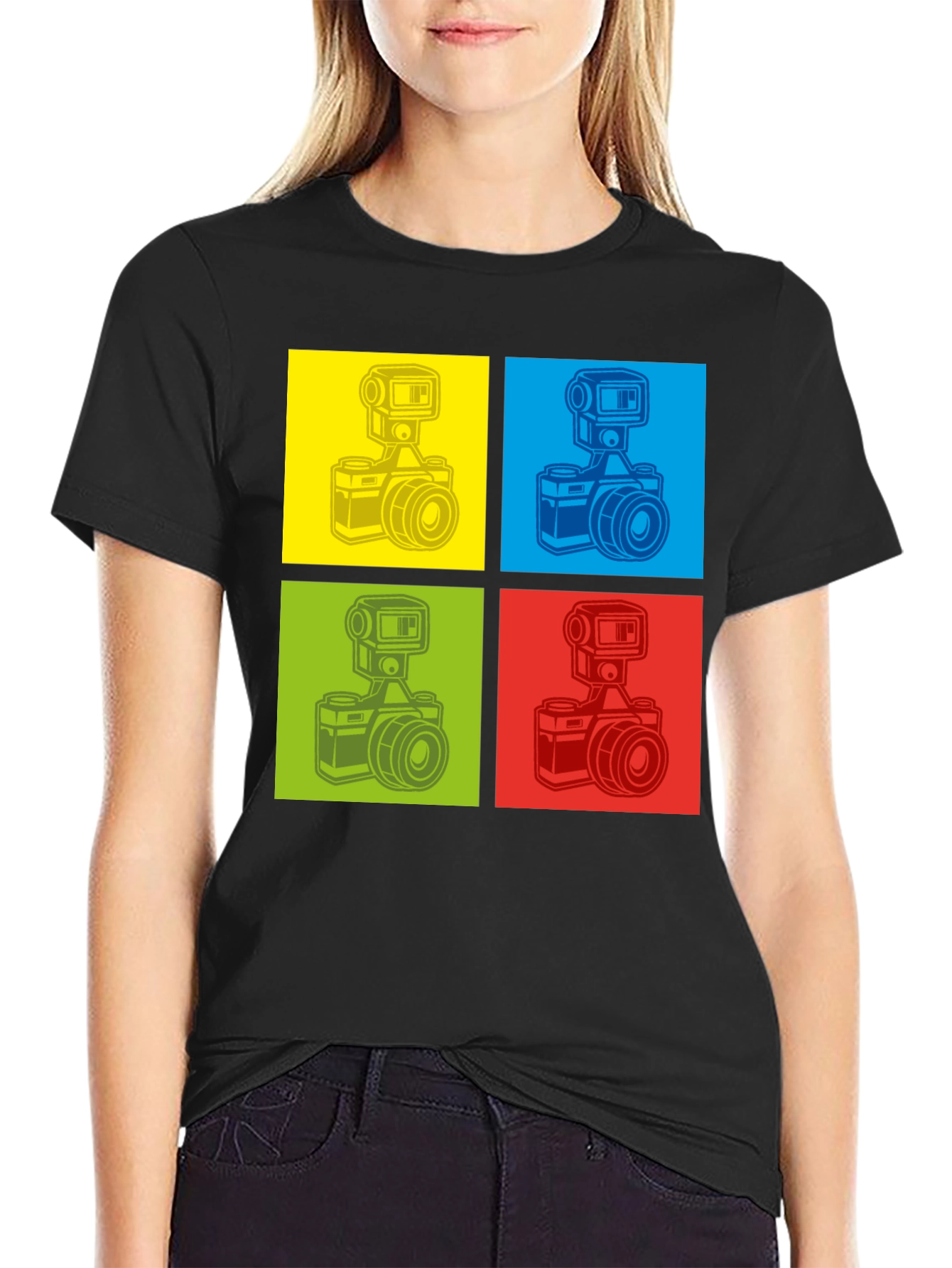 Retro Camera Graphic T-Shirt - Pop Art Design