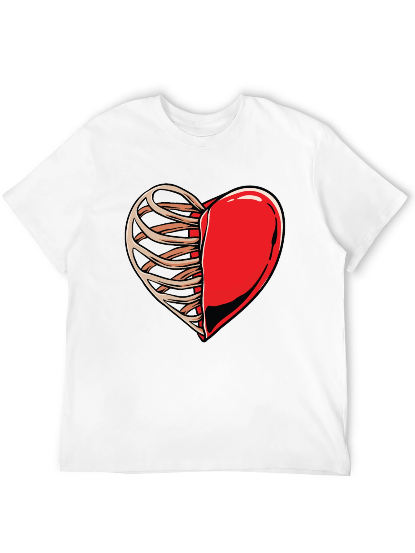 Half Heart Rib Cage Graphic Tee - Black